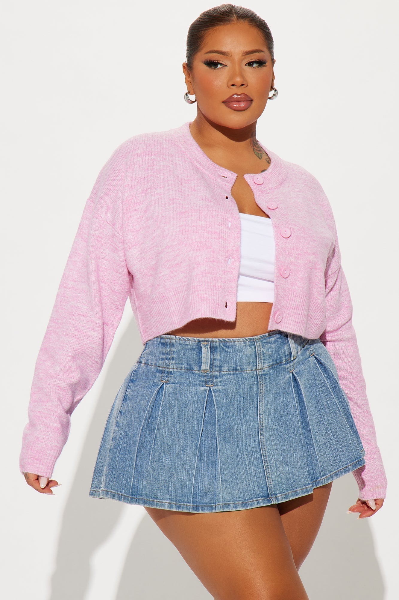 Central Park Cropped Cardigan - Pink