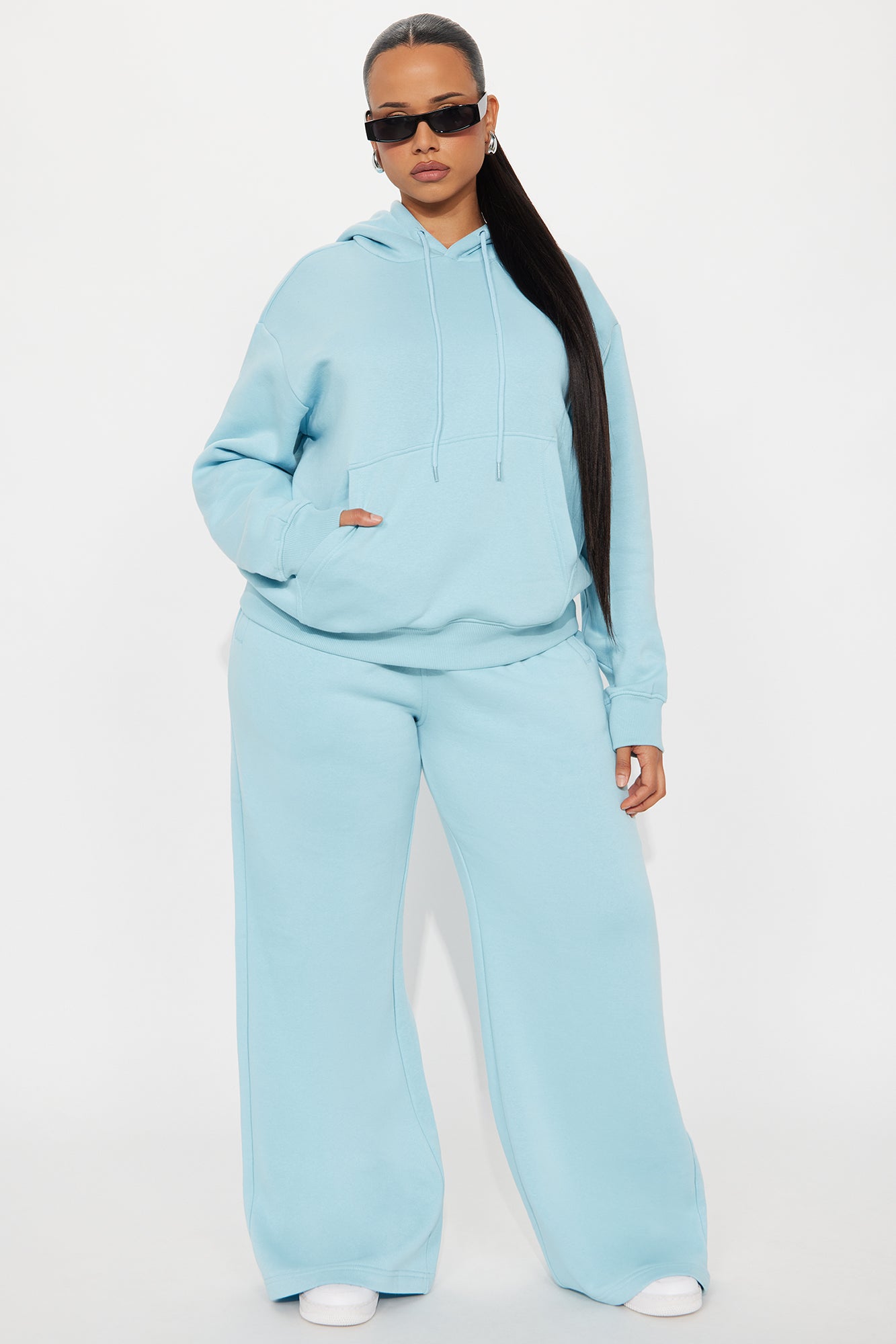 Stole My Ex Boyfriend's Wide Leg Sweatpants - Light Blue