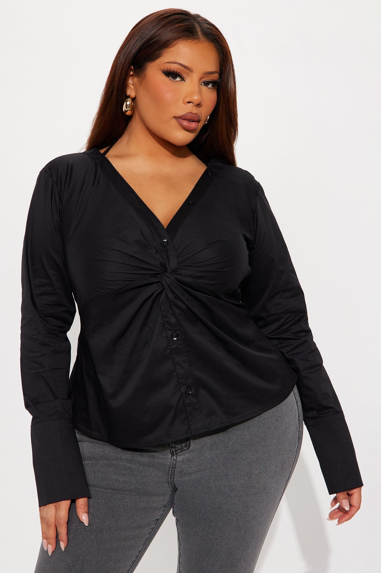 Do You Mind Off Shoulder Poplin Top - Black