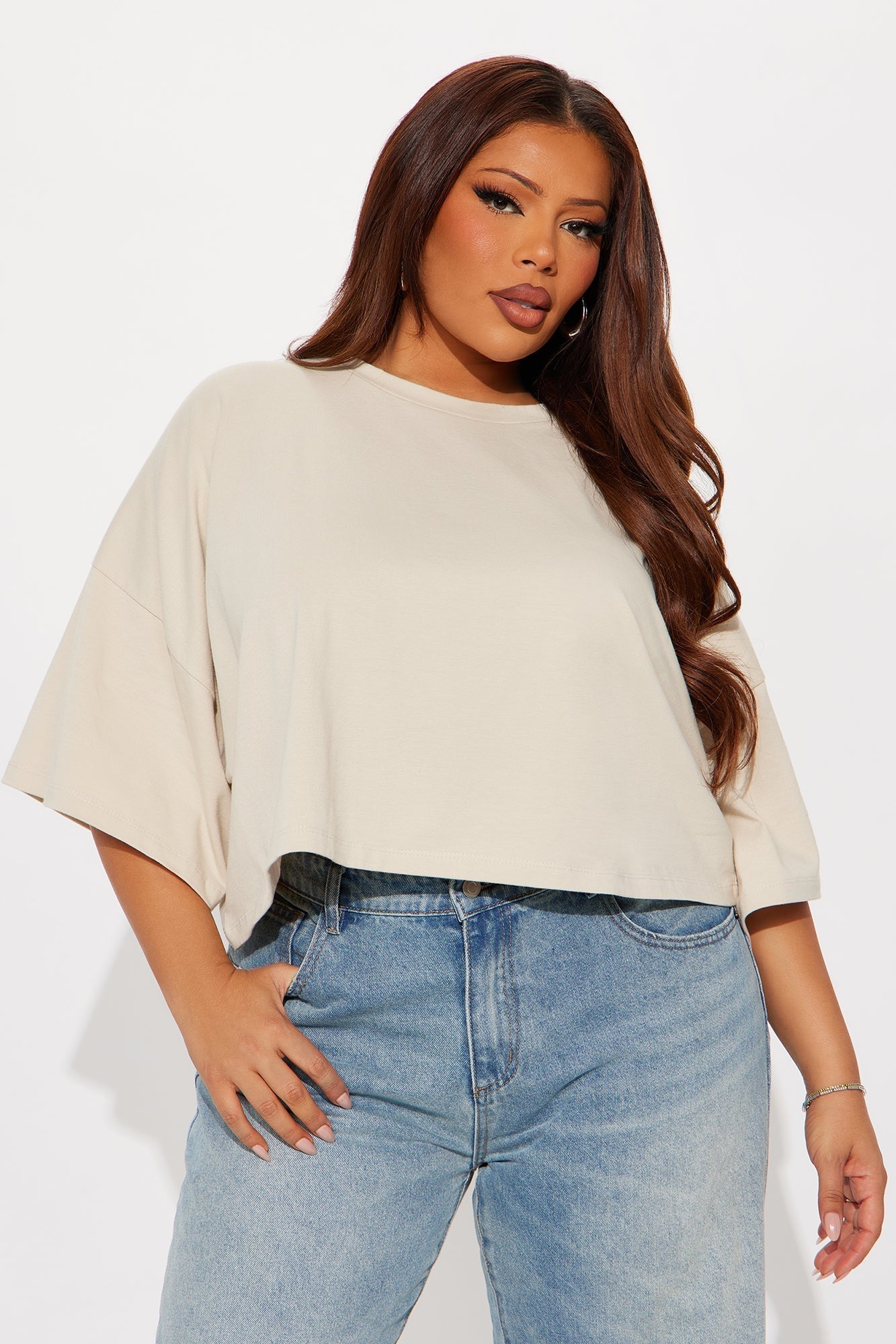 Blakely Boxy Wide Fit Short Sleeve Tshirt - Cream