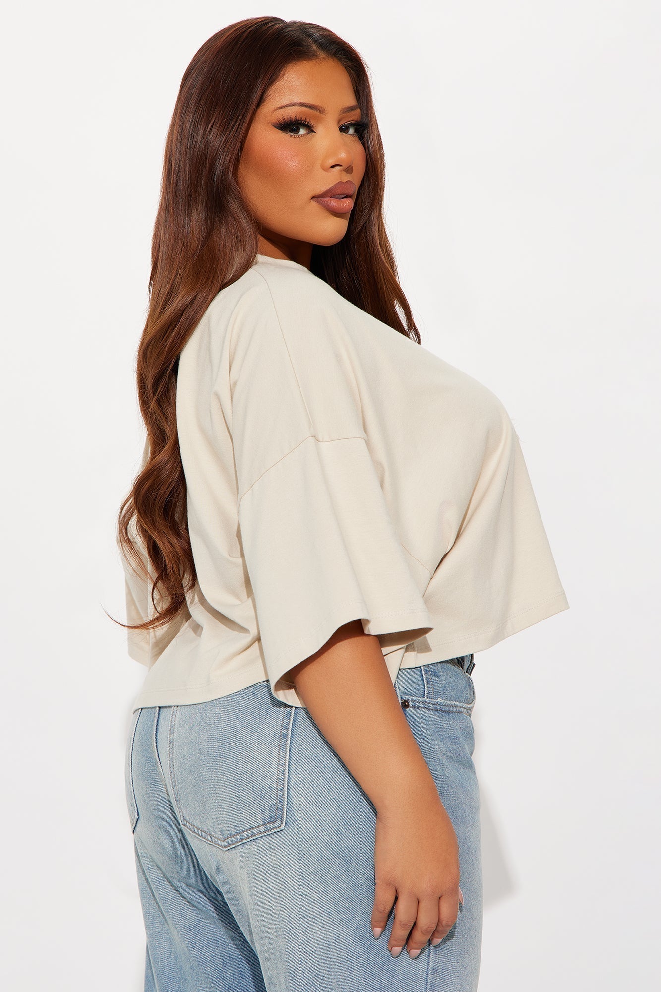 Blakely Boxy Wide Fit Short Sleeve Tshirt - Cream