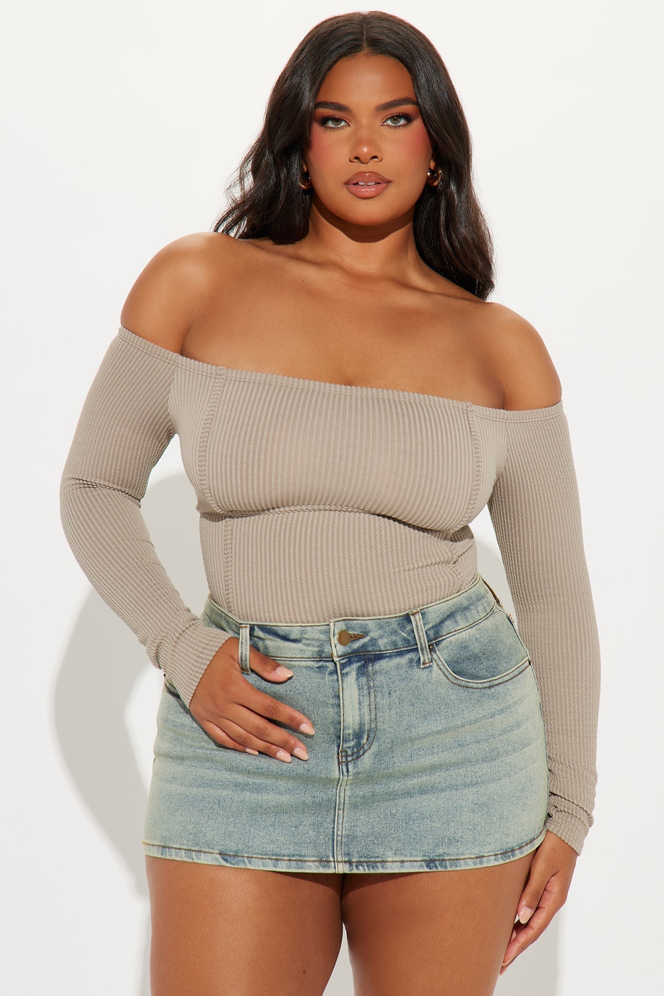 Monnet Ribbed Bodysuit - Mocha