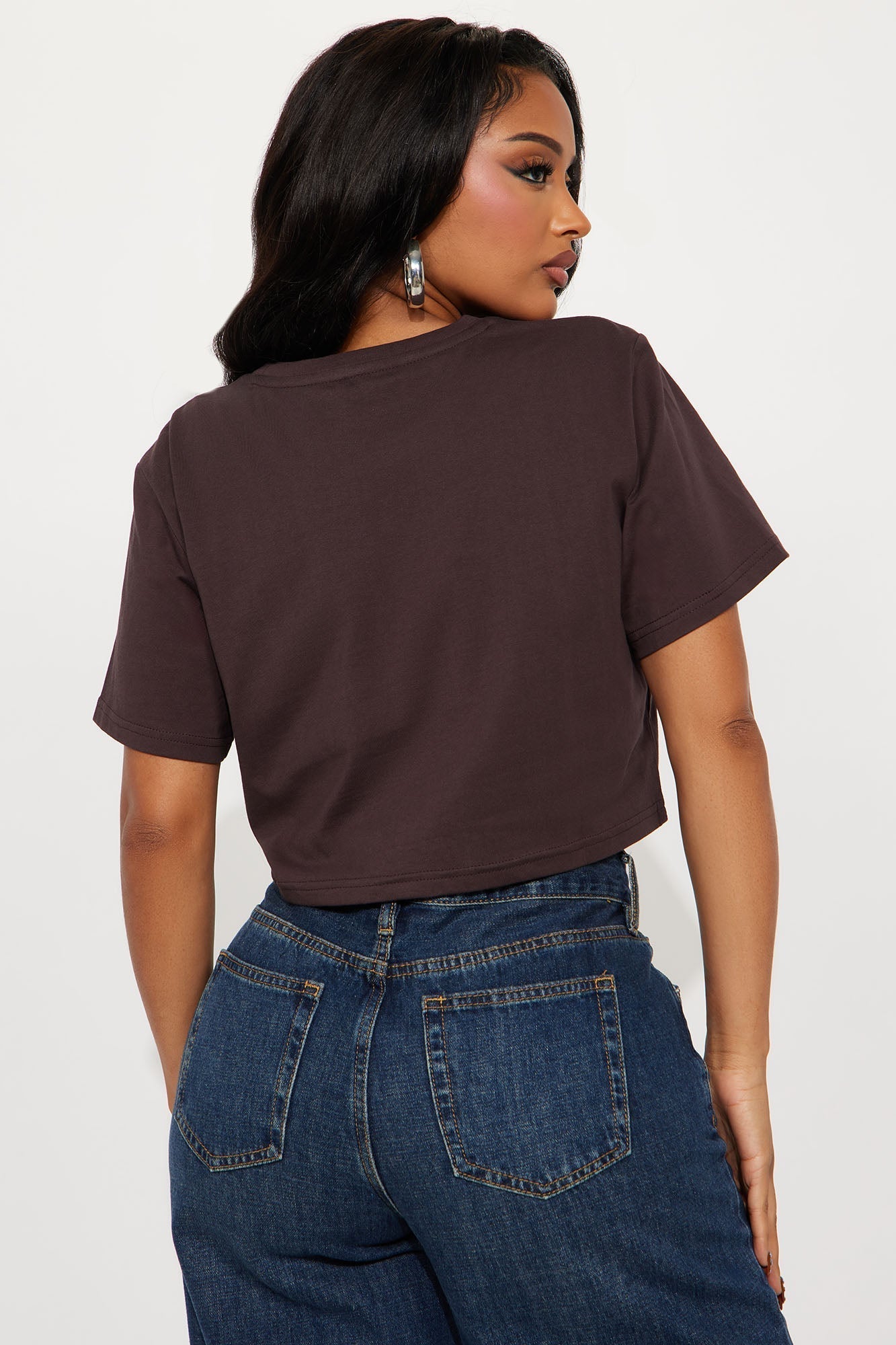 Elisa Relaxed Crop Tee - Chocolate
