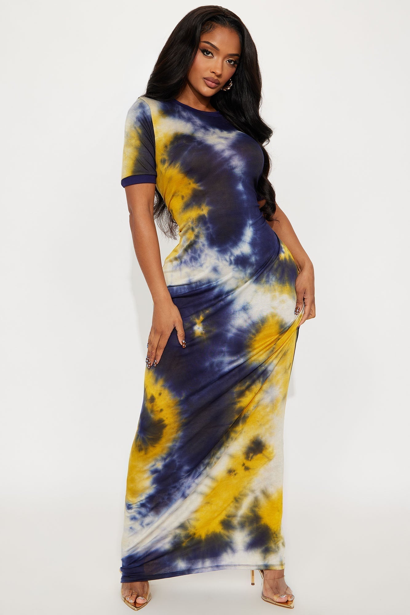 Breezy Tie Dye Maxi Dress - Navy/combo