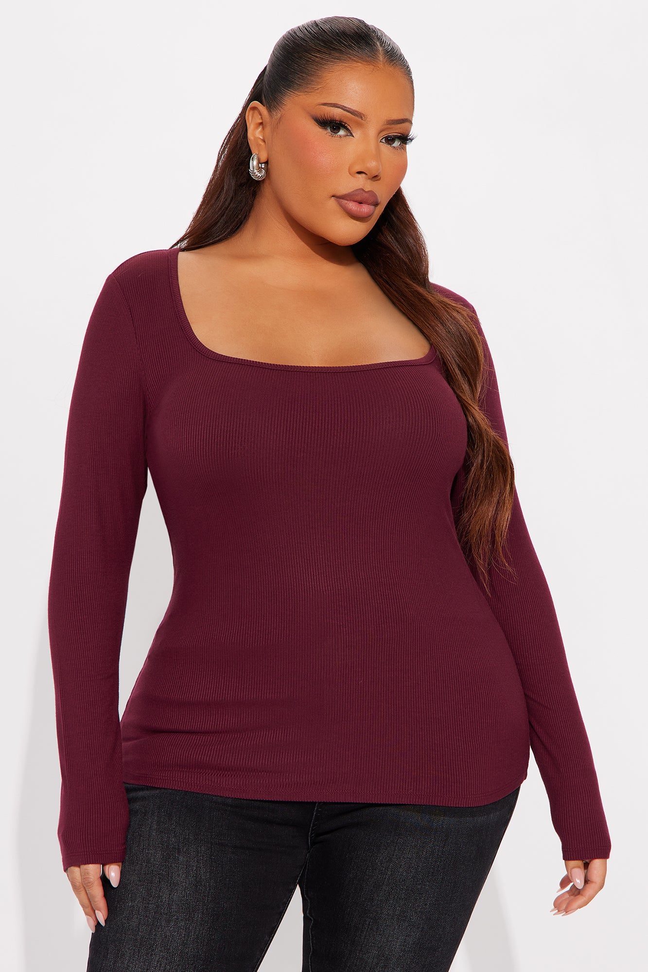 Issa Ribbed Top - Burgundy