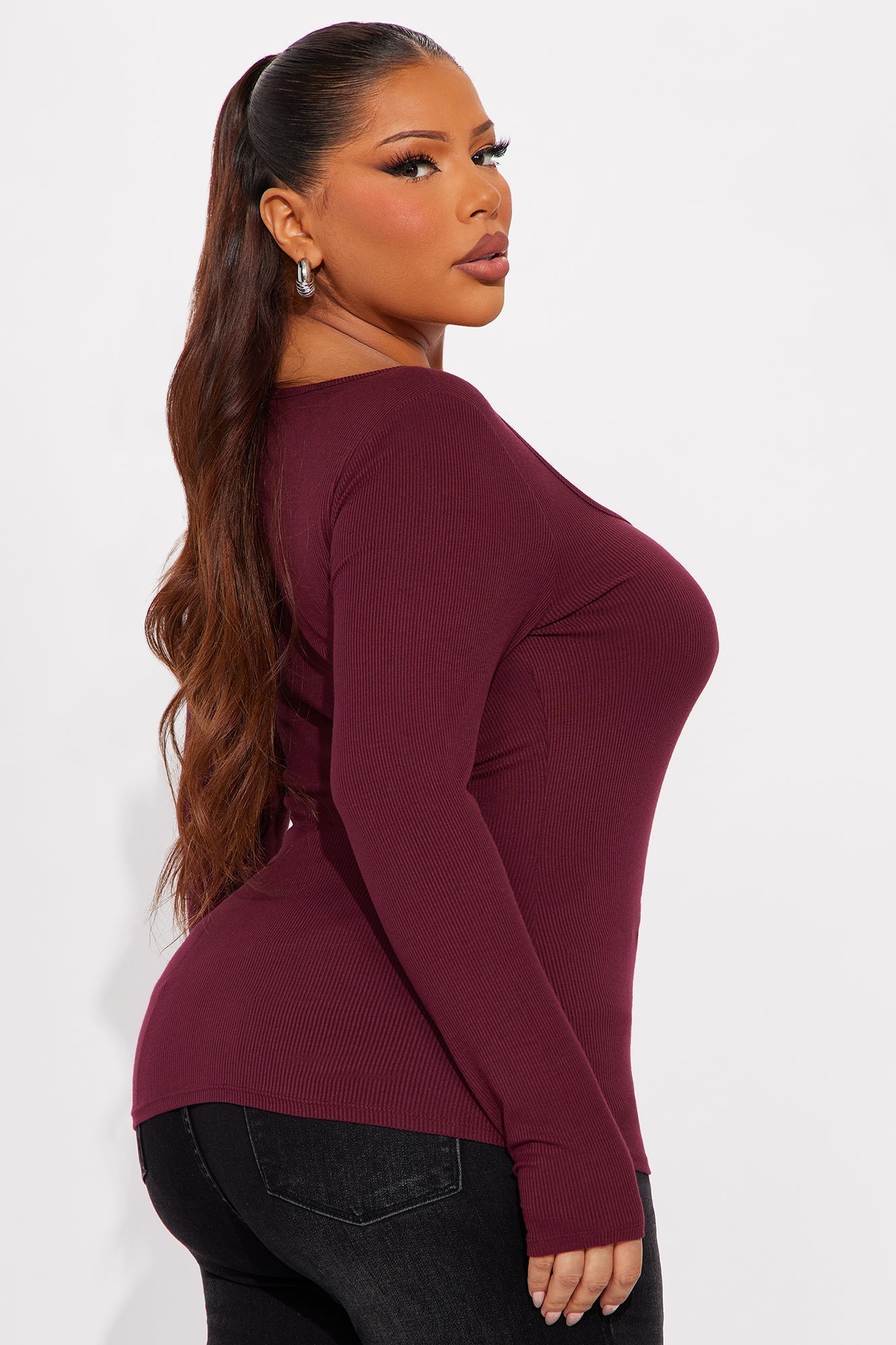 Issa Ribbed Top - Burgundy