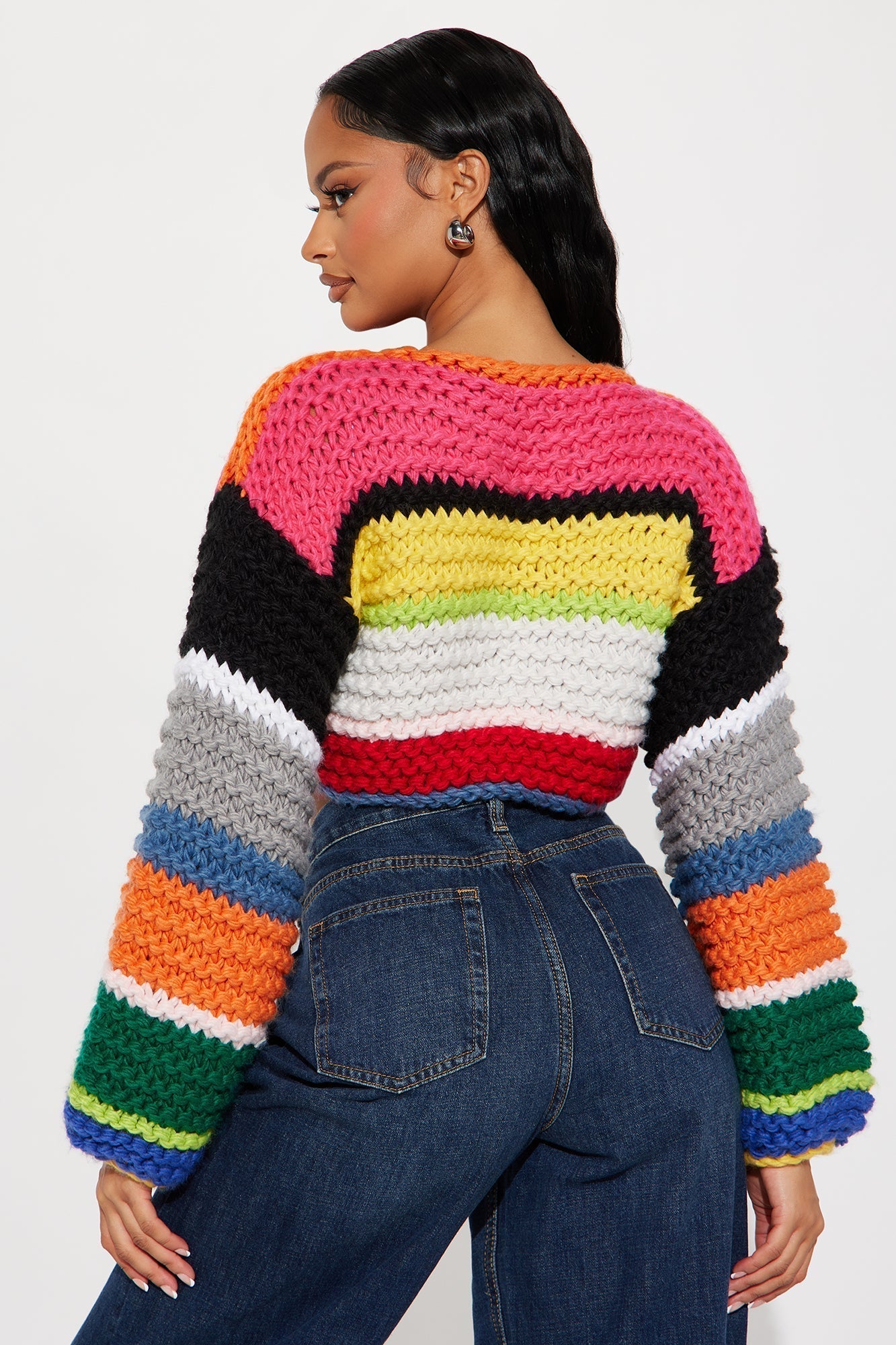 Take It There Chunky Knit Sweater - Multi Color
