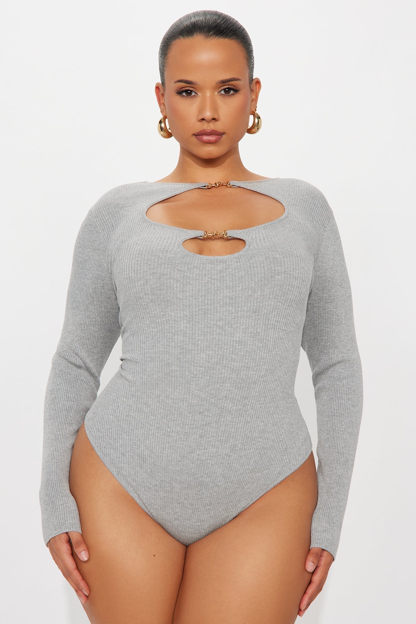 Sara Cut Out Bodysuit - Grey