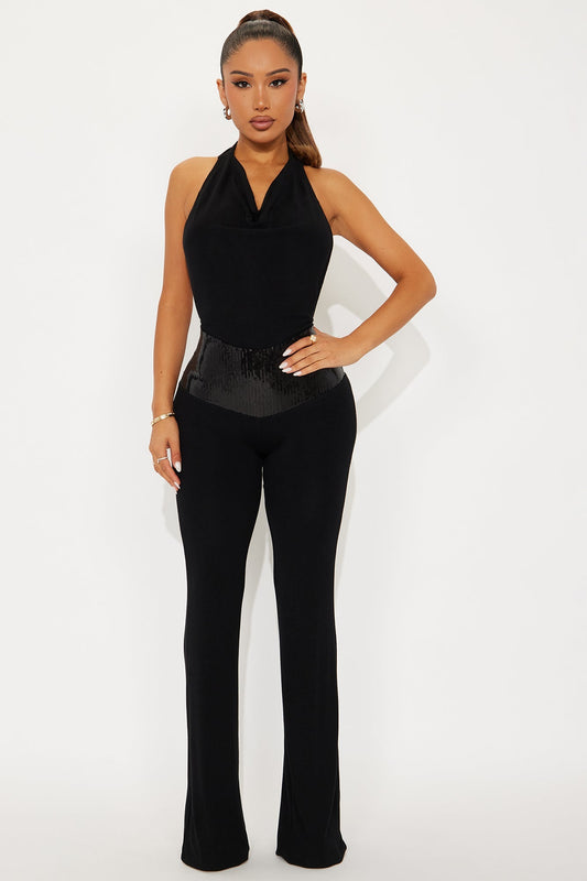 Undone Love Halter Jumpsuit - Black