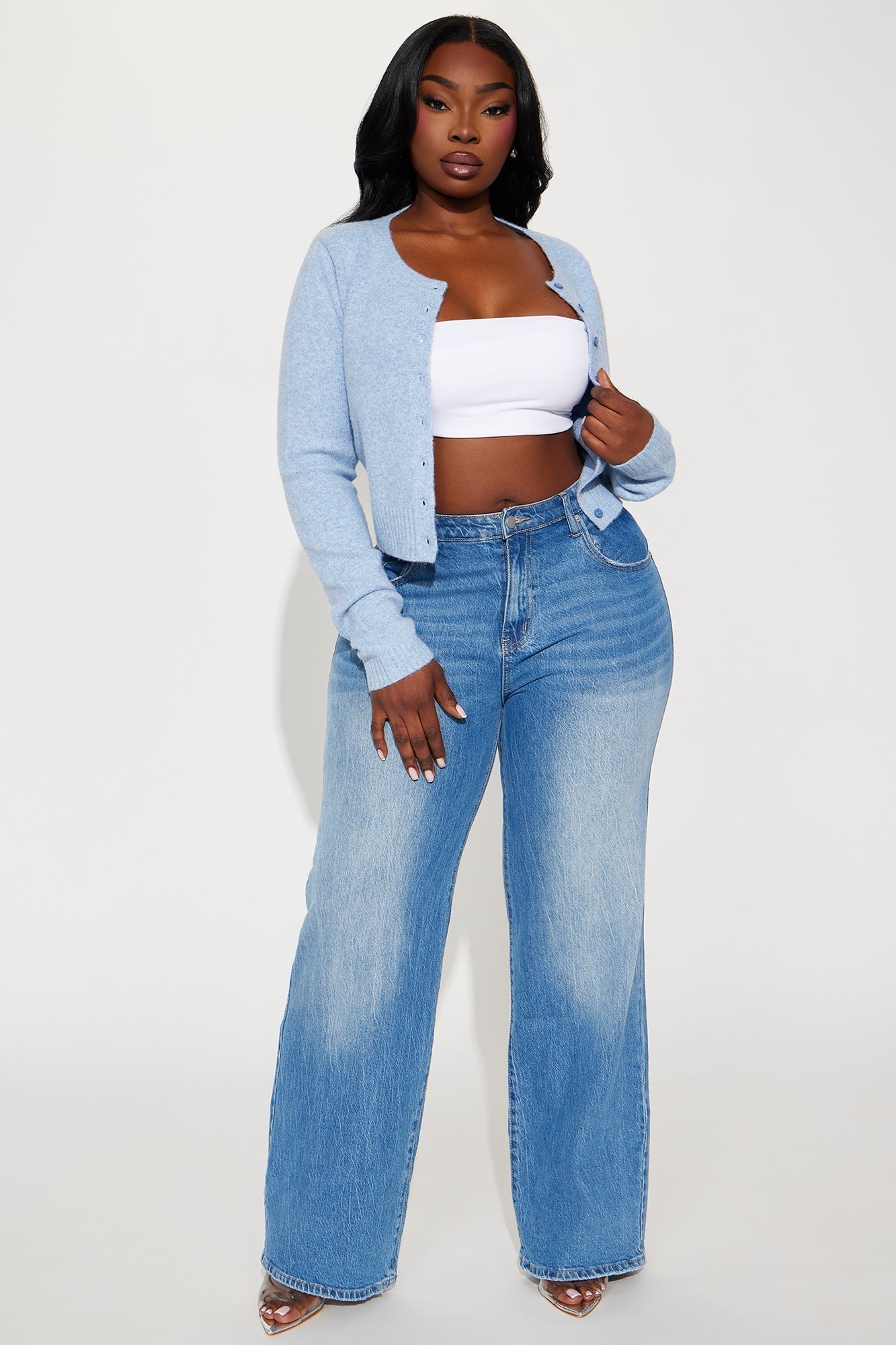 Sweet Sensation Cropped Cardigan - Blue
