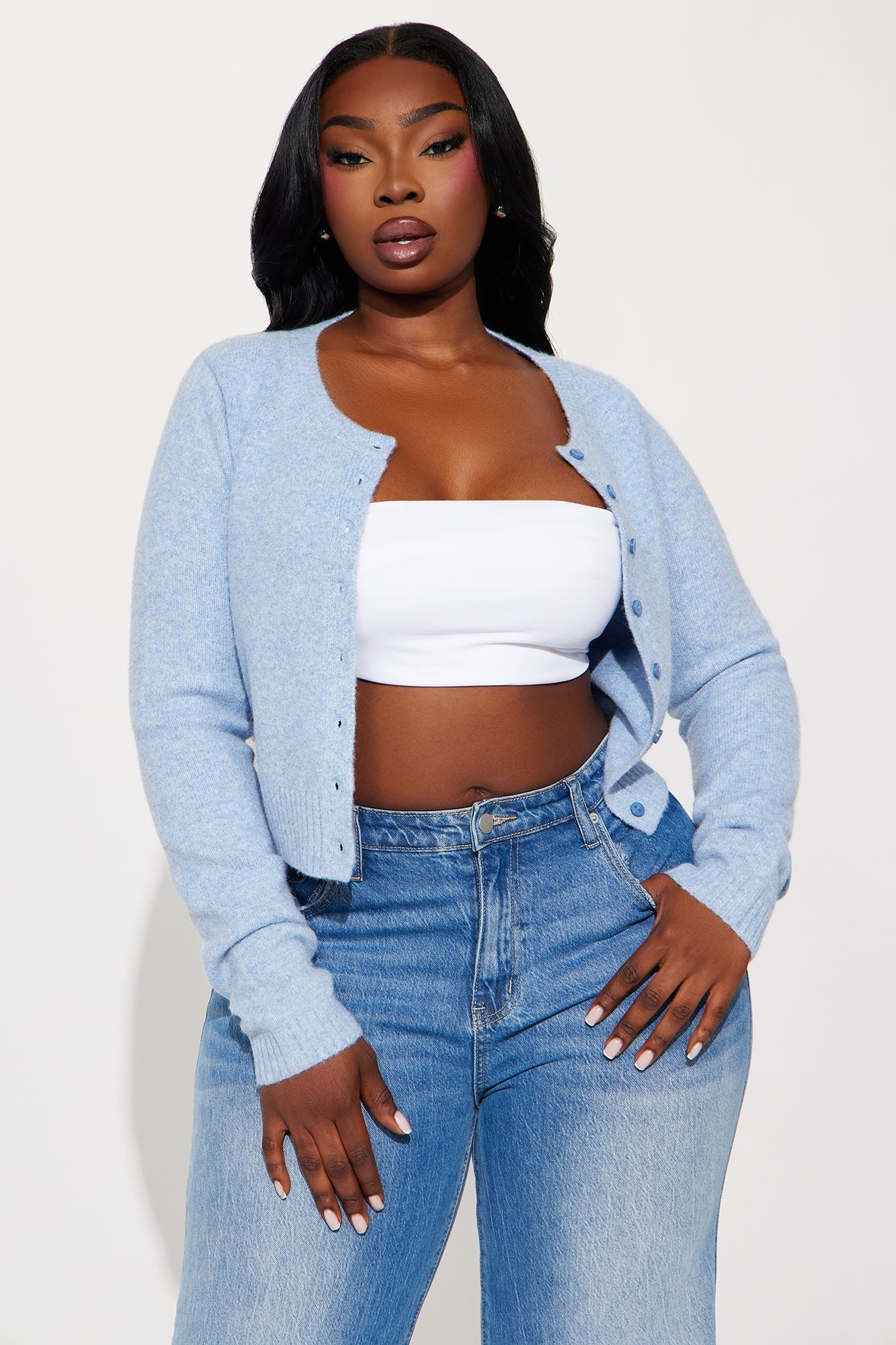 Sweet Sensation Cropped Cardigan - Blue