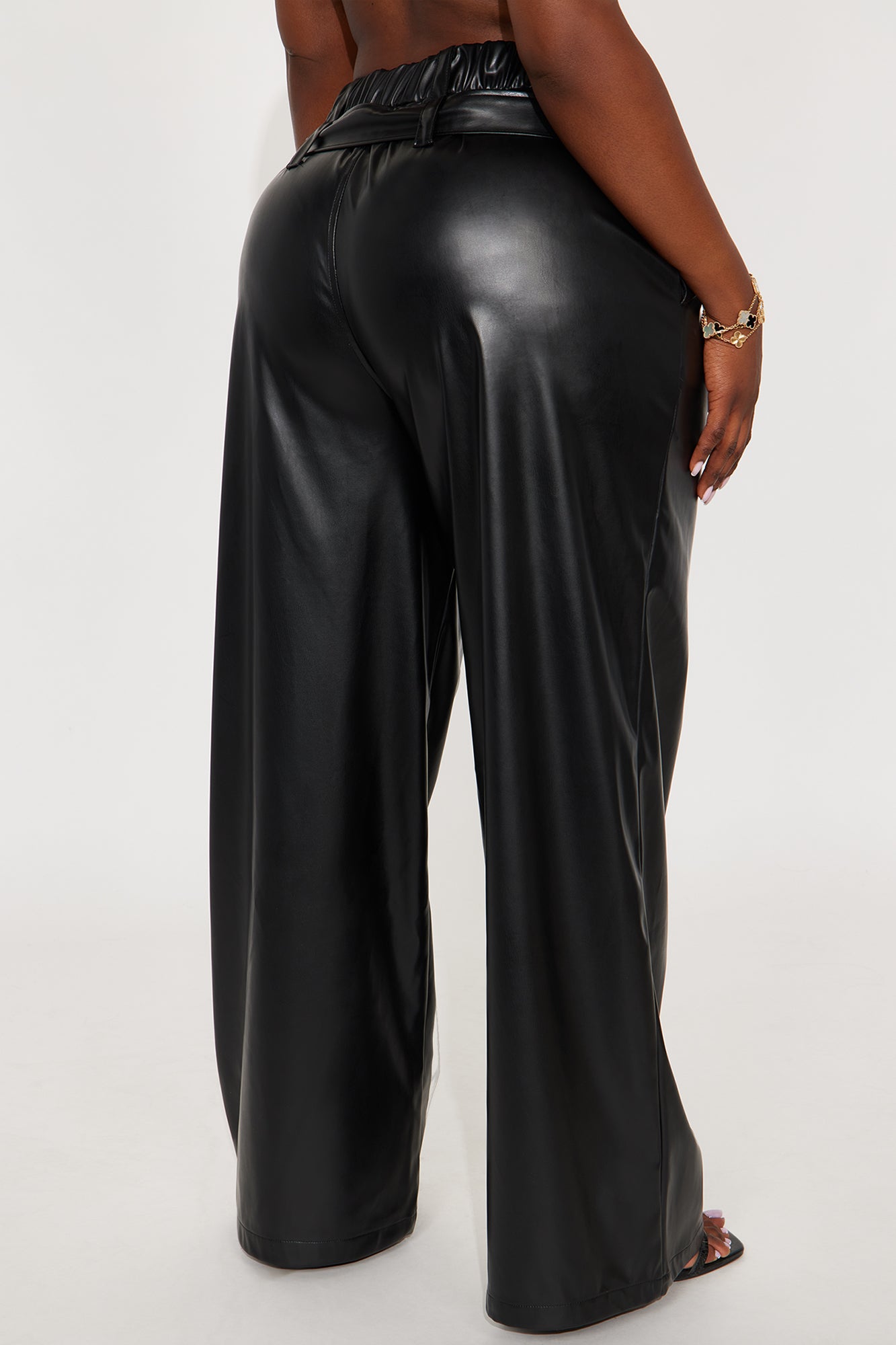 Set Standards Faux Leather Wide Leg Pant - Black