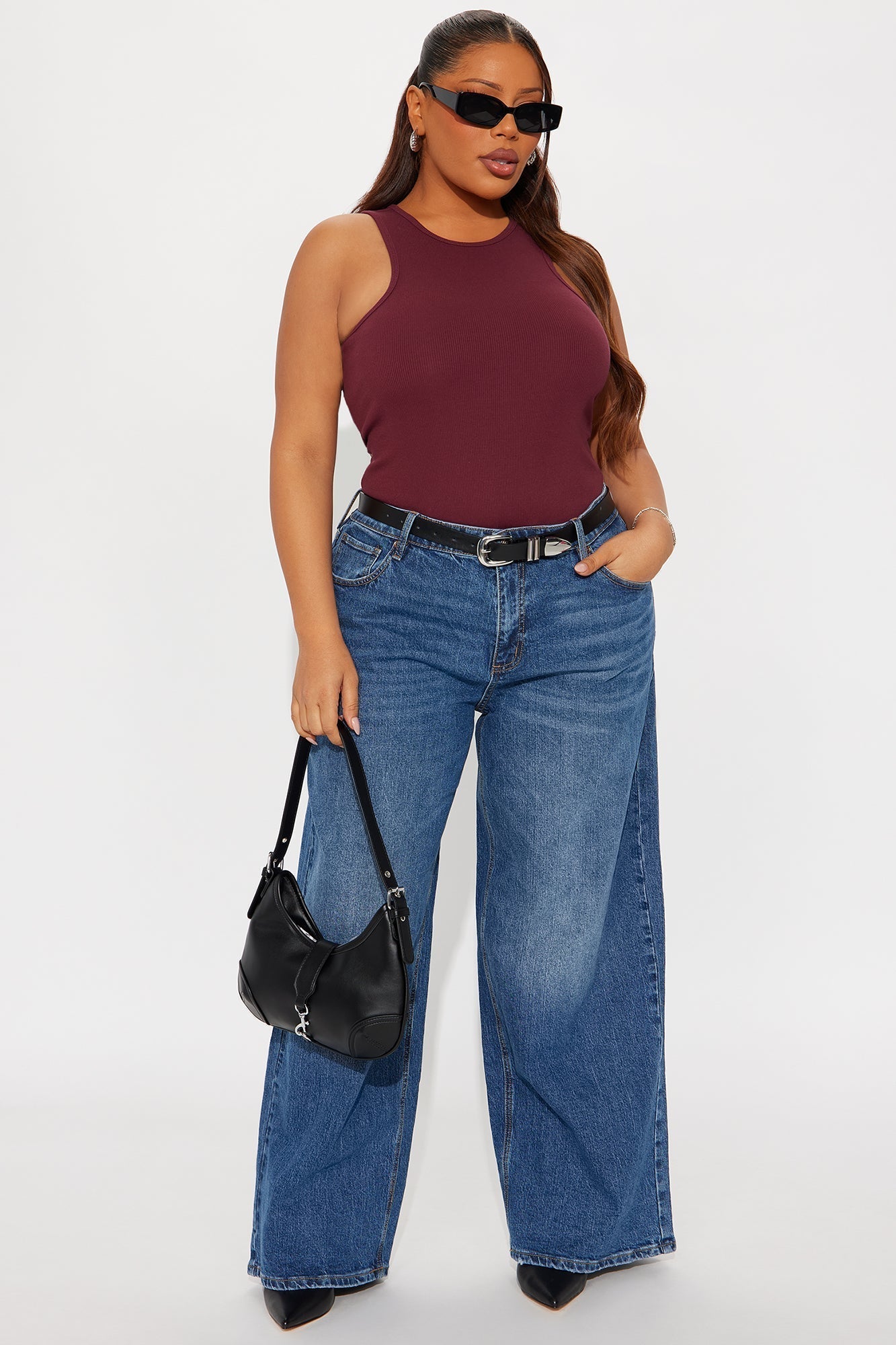 Model Attitude Racerback Bodysuit - Burgundy
