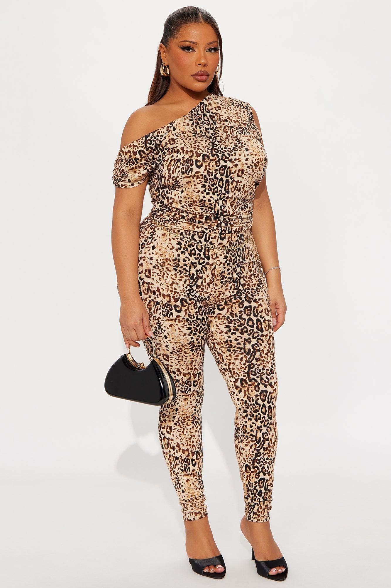 Blair Leopard Belted Jumpsuit - Brown/combo