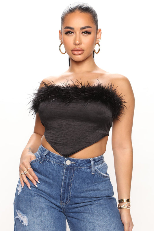 Be Mine Again Handkerchief Top - Black