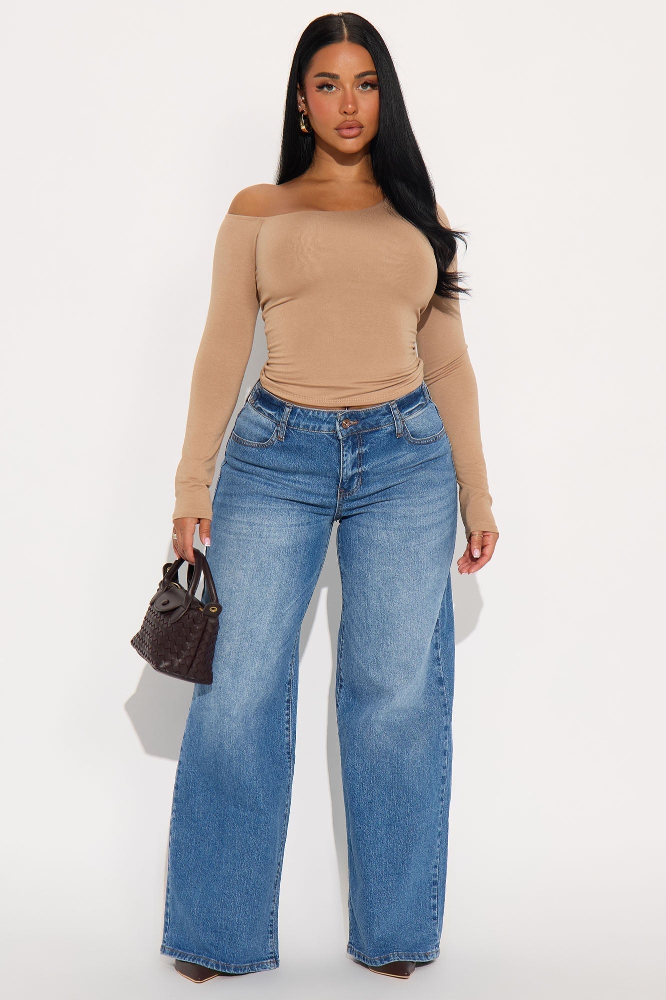 Hold Me Tighter Lace Up Top - Mocha