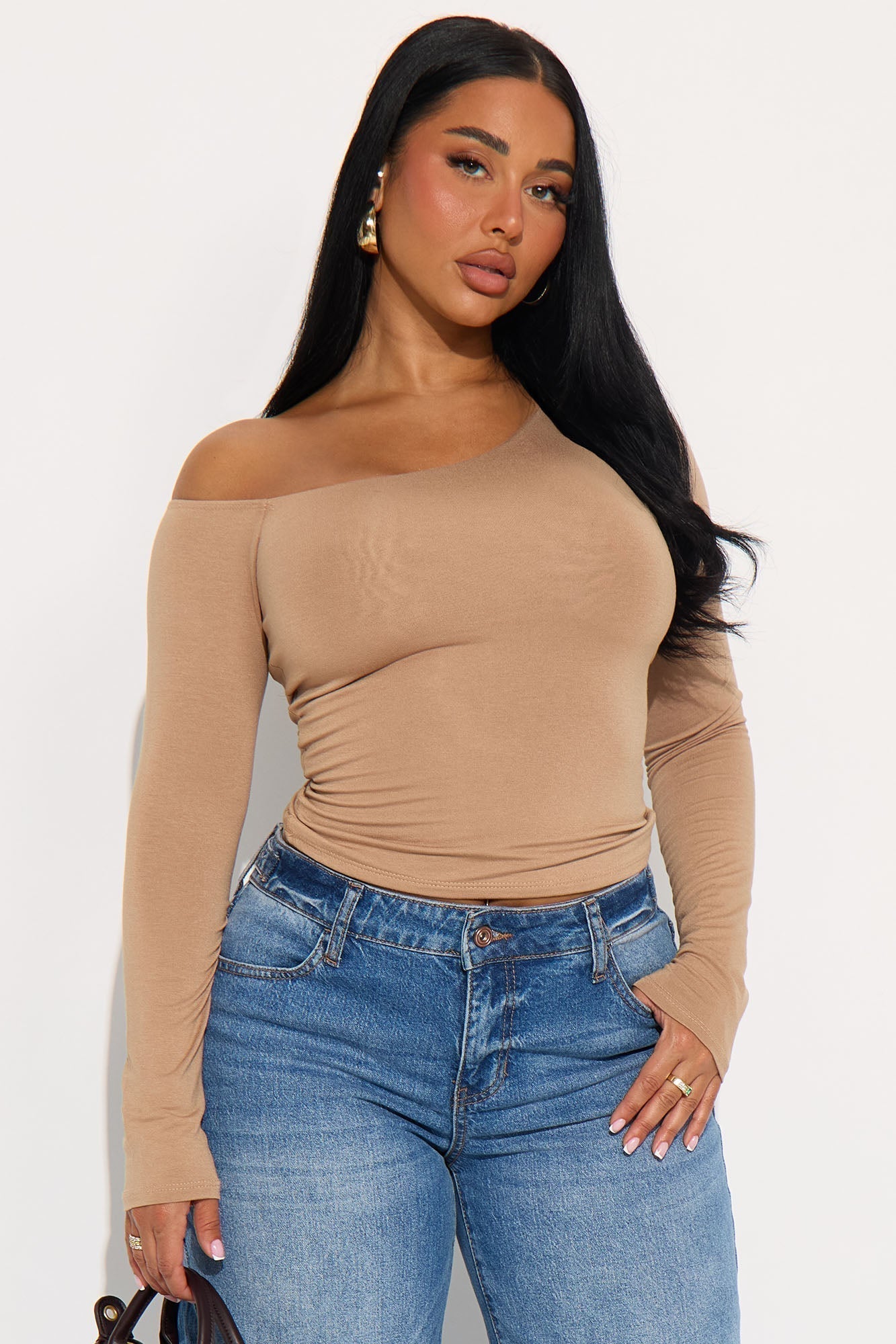 Hold Me Tighter Lace Up Top - Mocha