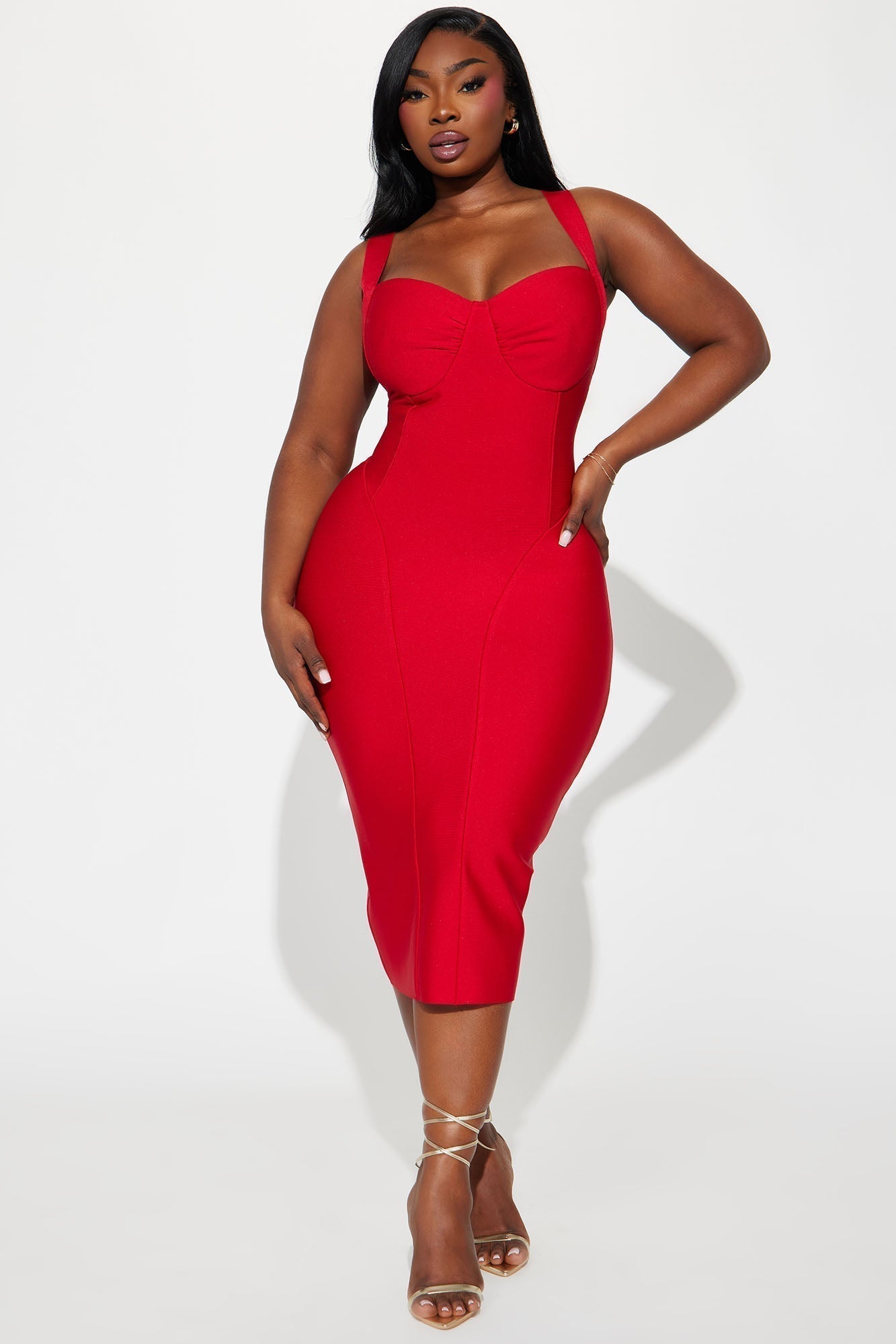 Cierra Bandage Midi Dress - Red