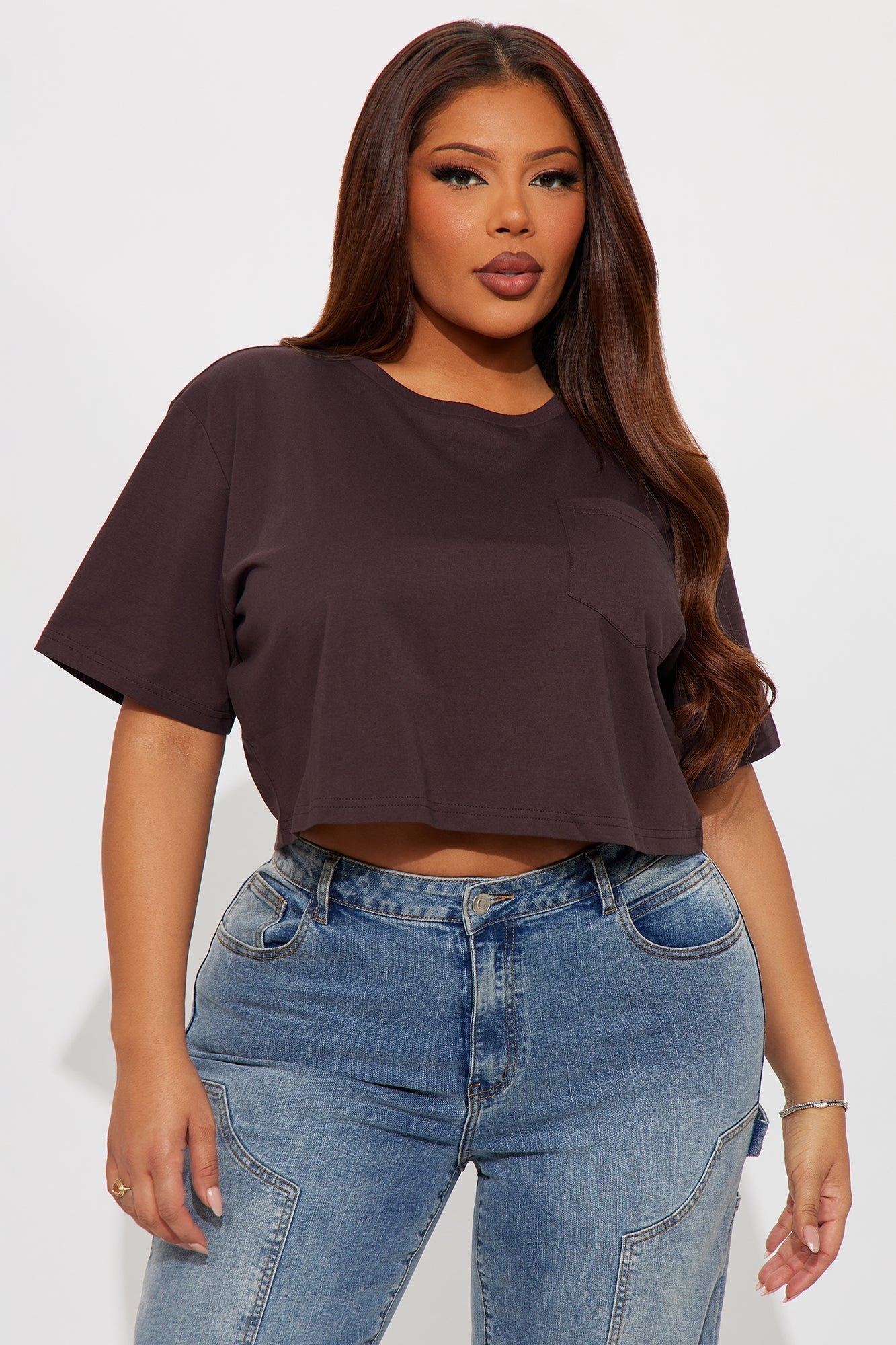 Elisa Relaxed Crop Tee - Chocolate