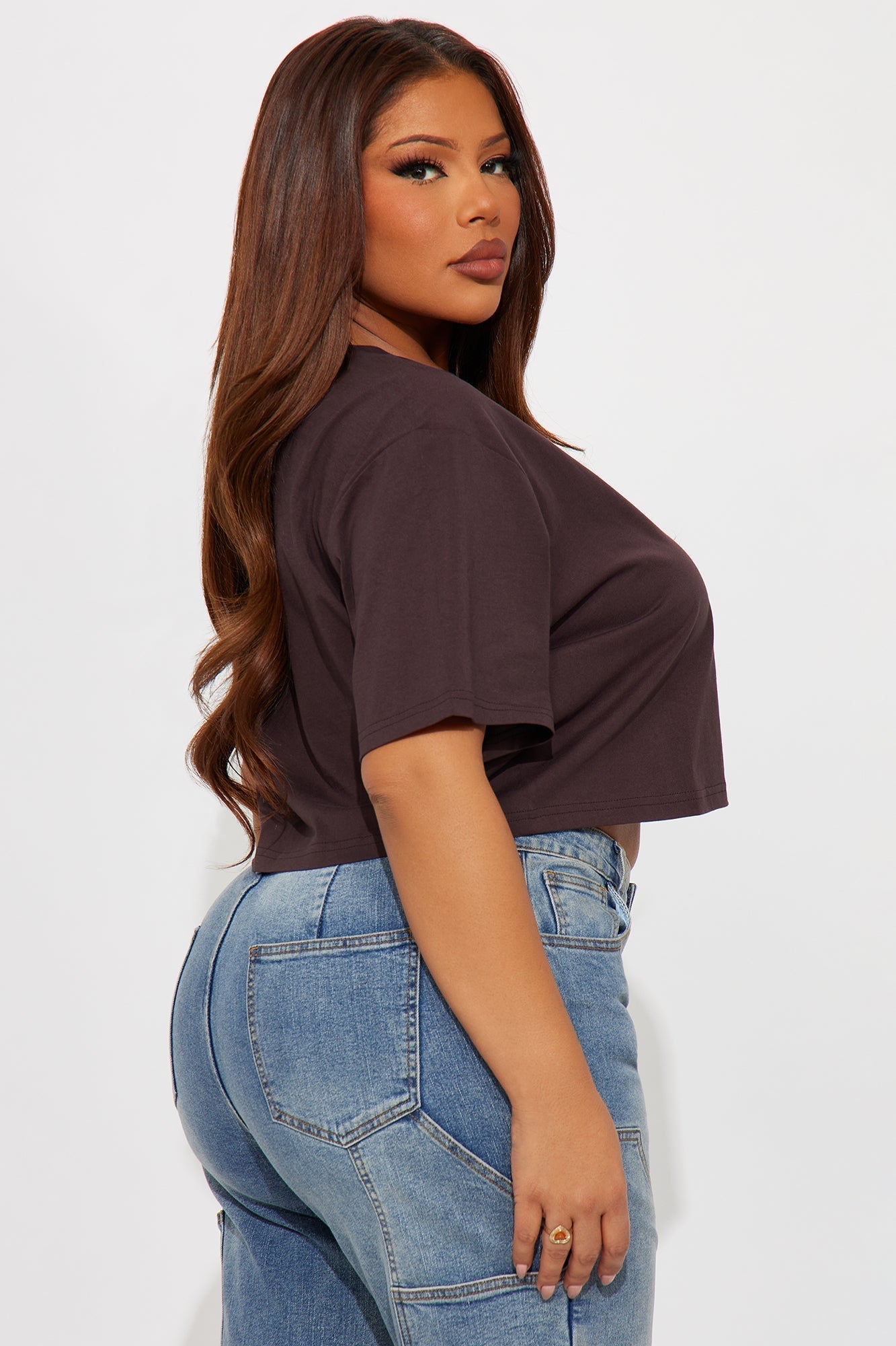 Elisa Relaxed Crop Tee - Chocolate