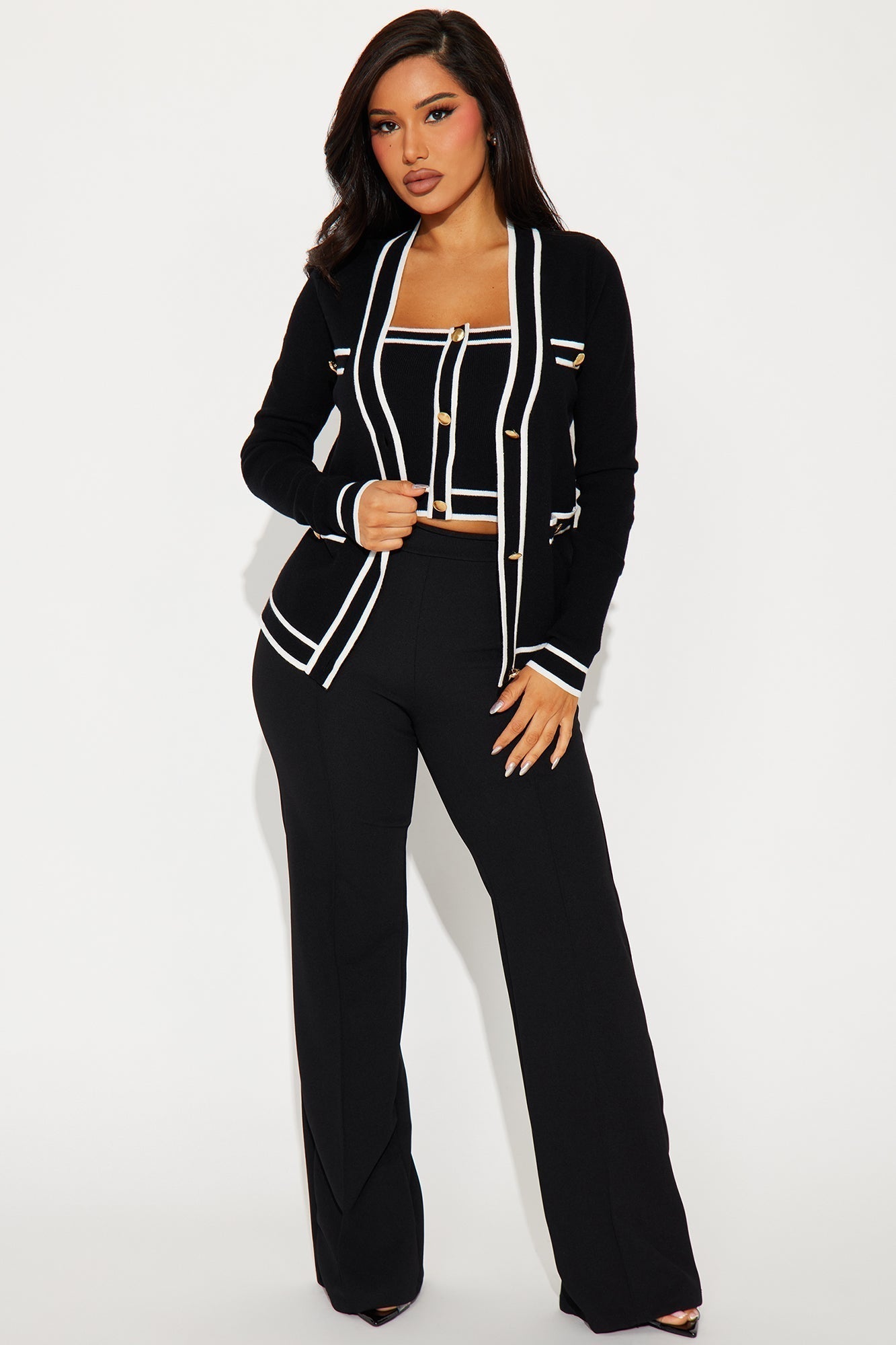 Lunch In Paris 2 Piece Sweater - Black/White