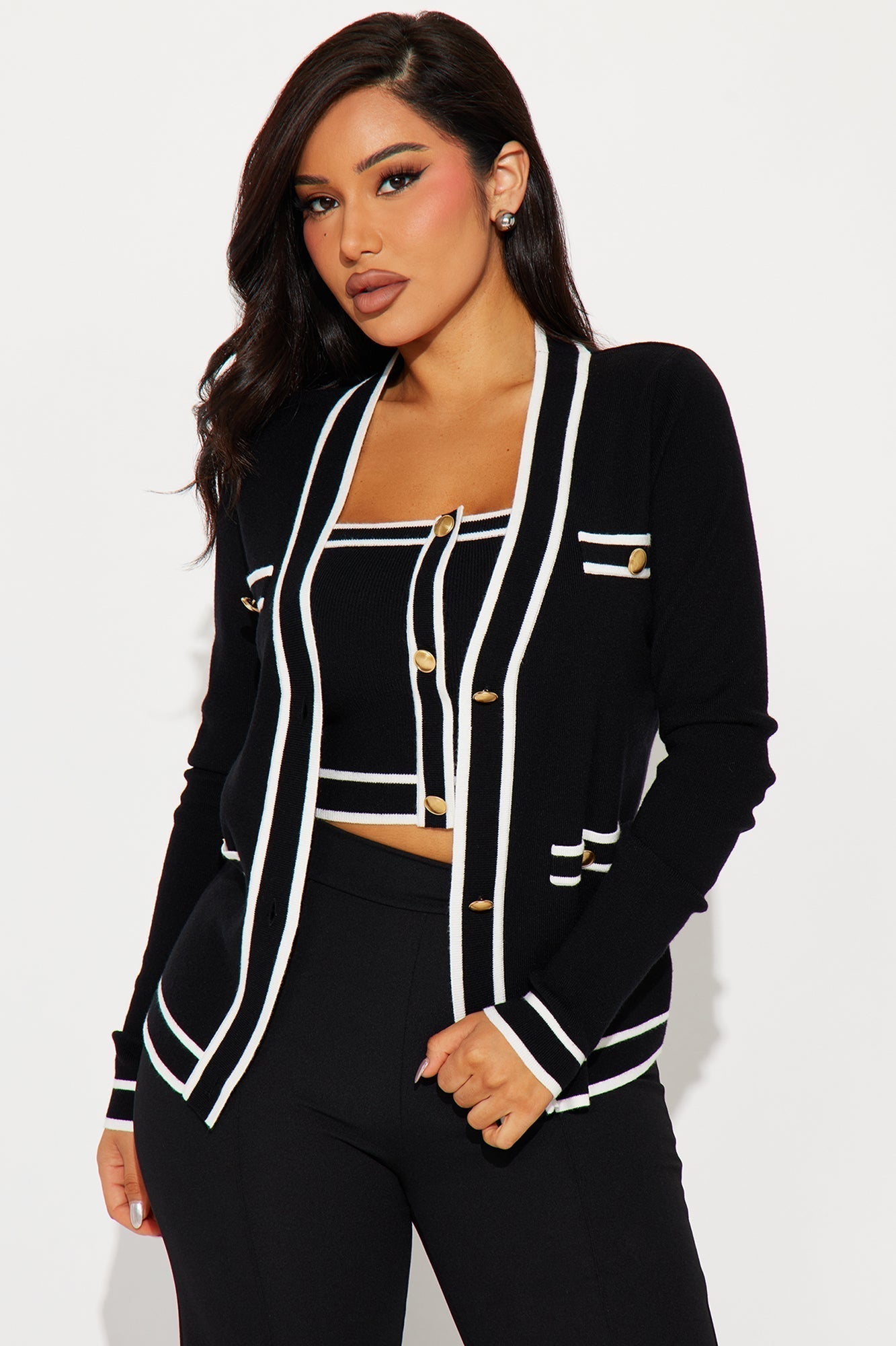 Lunch In Paris 2 Piece Sweater - Black/White
