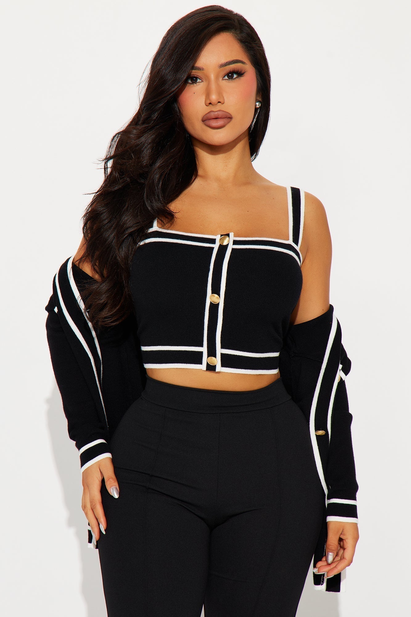 Lunch In Paris 2 Piece Sweater - Black/White