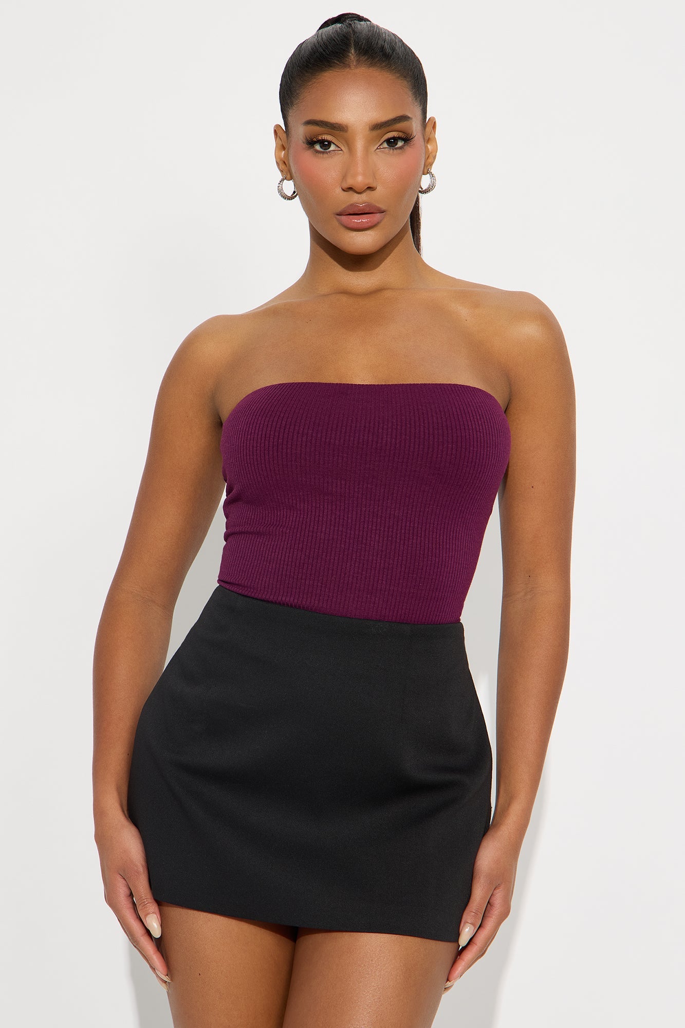 Demi Double Lined Tube Bodysuit - Plum