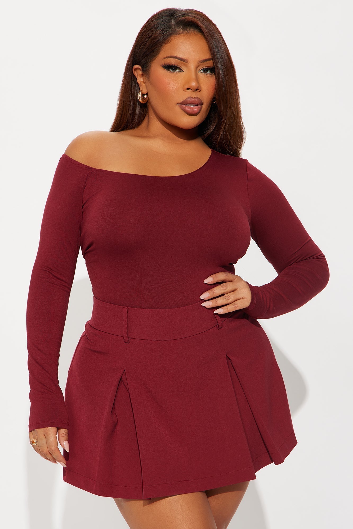 Hold Me Tighter Lace Up Top - Burgundy