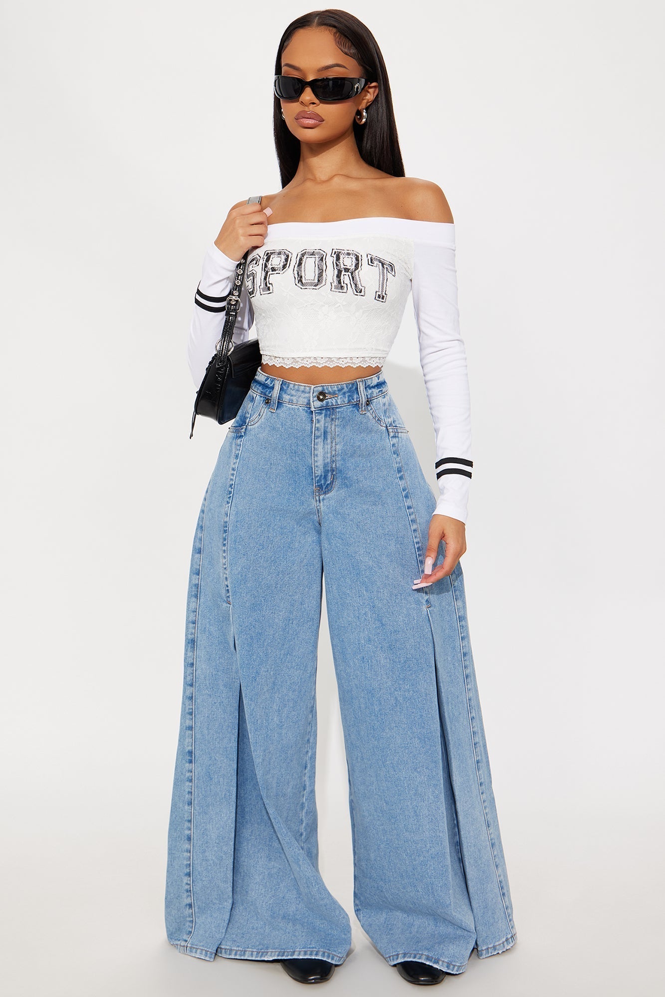 Sporty Gal Off Shoulder Top - White