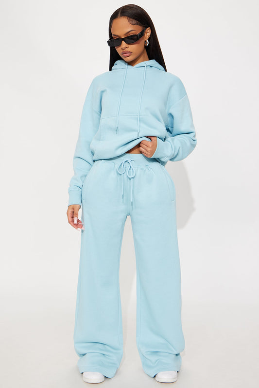 Stole My Ex Boyfriend's Wide Leg Sweatpants - Light Blue
