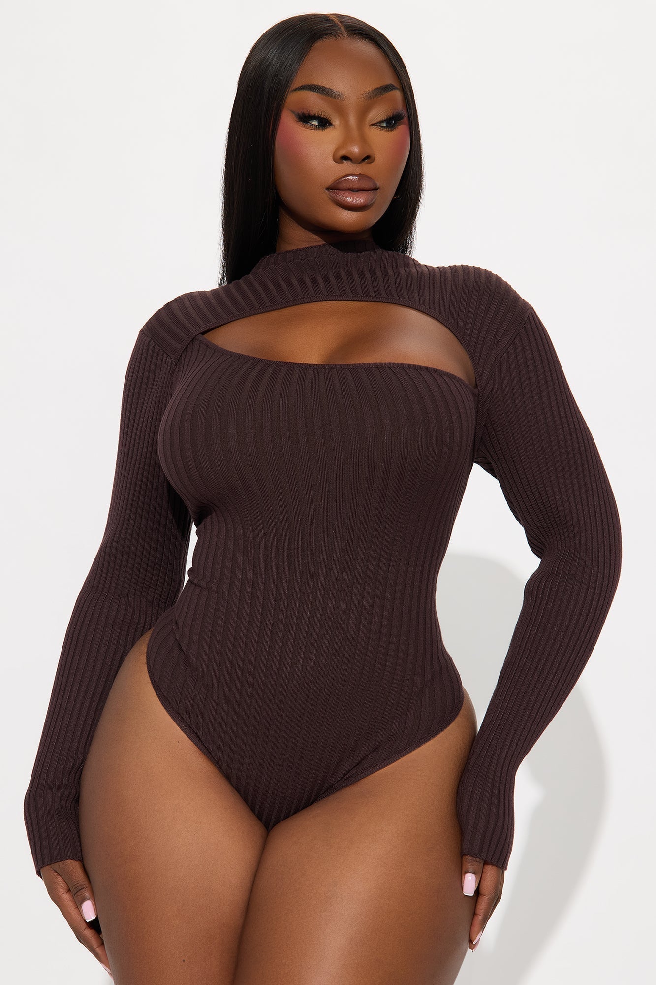Cut The Antics Sweater Bodysuit - Chocolate