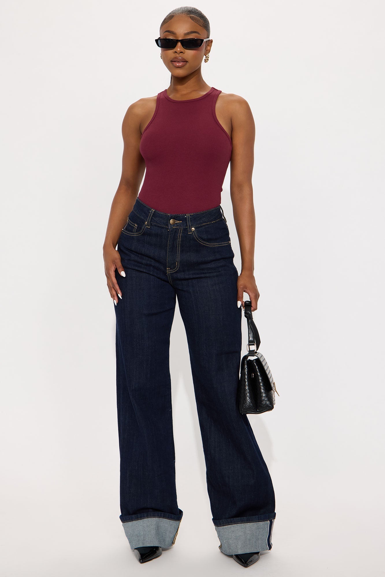 Model Attitude Racerback Bodysuit - Burgundy