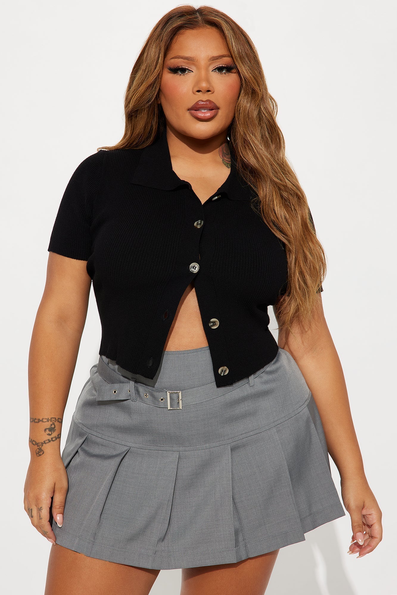 Good Energy Cropped Sweater Top - Black