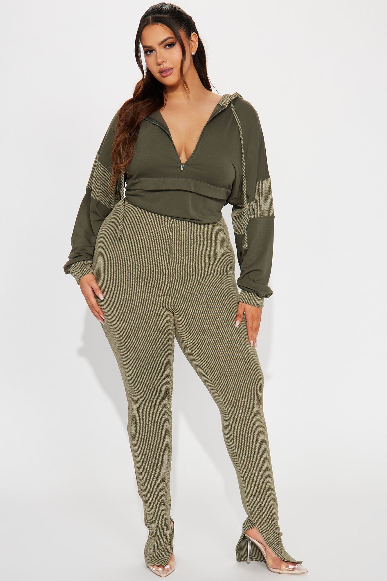 Off The Stage Hoodie Jumpsuit - Olive