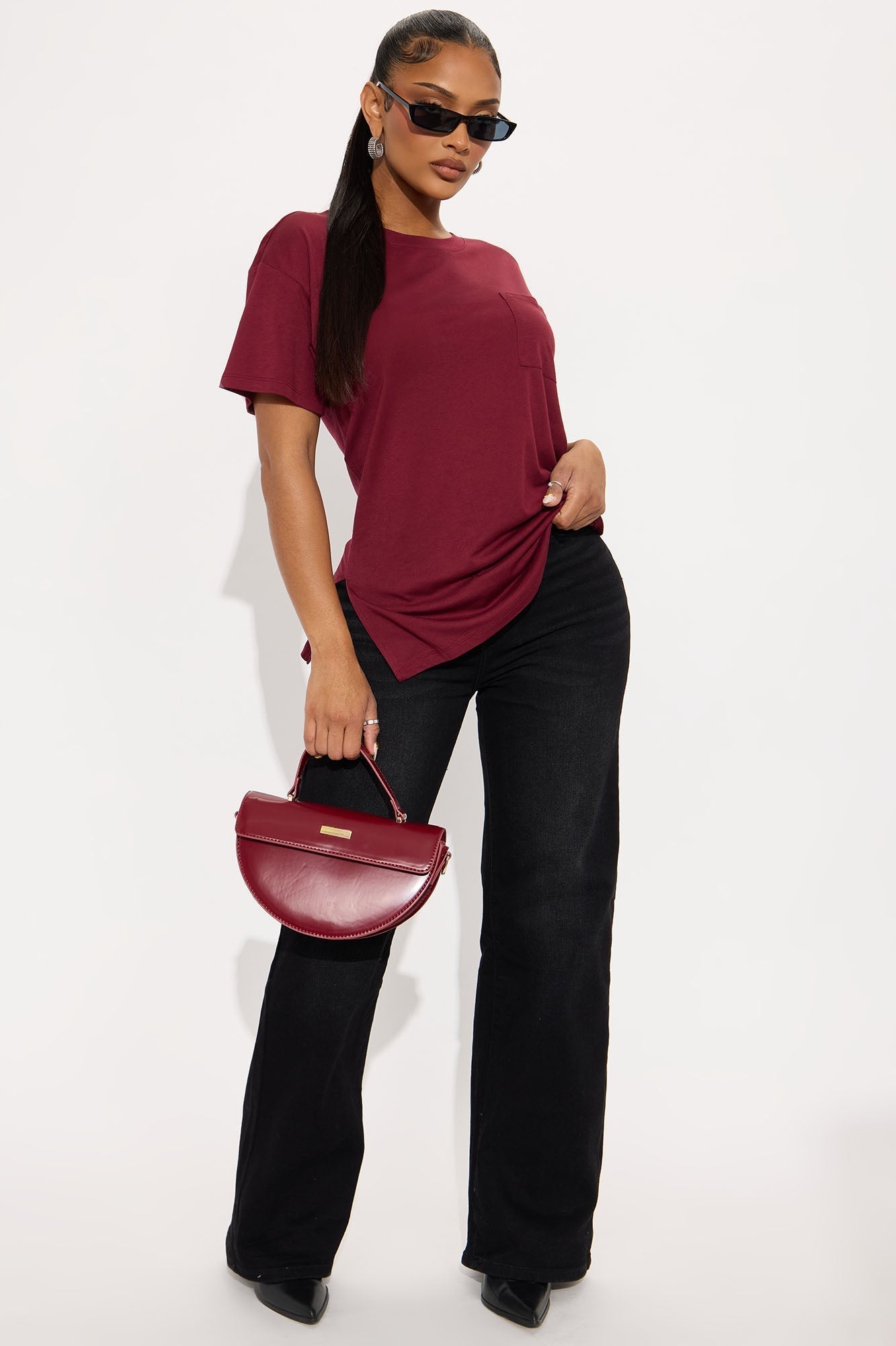 Laid Back Chillin' Pocket Tee - Burgundy