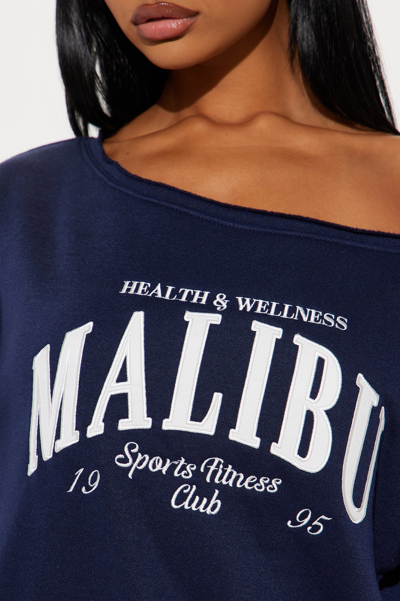 Malibu Off Shoulder Sweatshirt - Navy