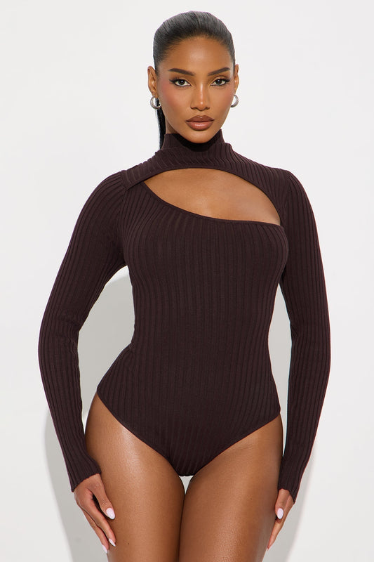 Cut The Antics Sweater Bodysuit - Chocolate