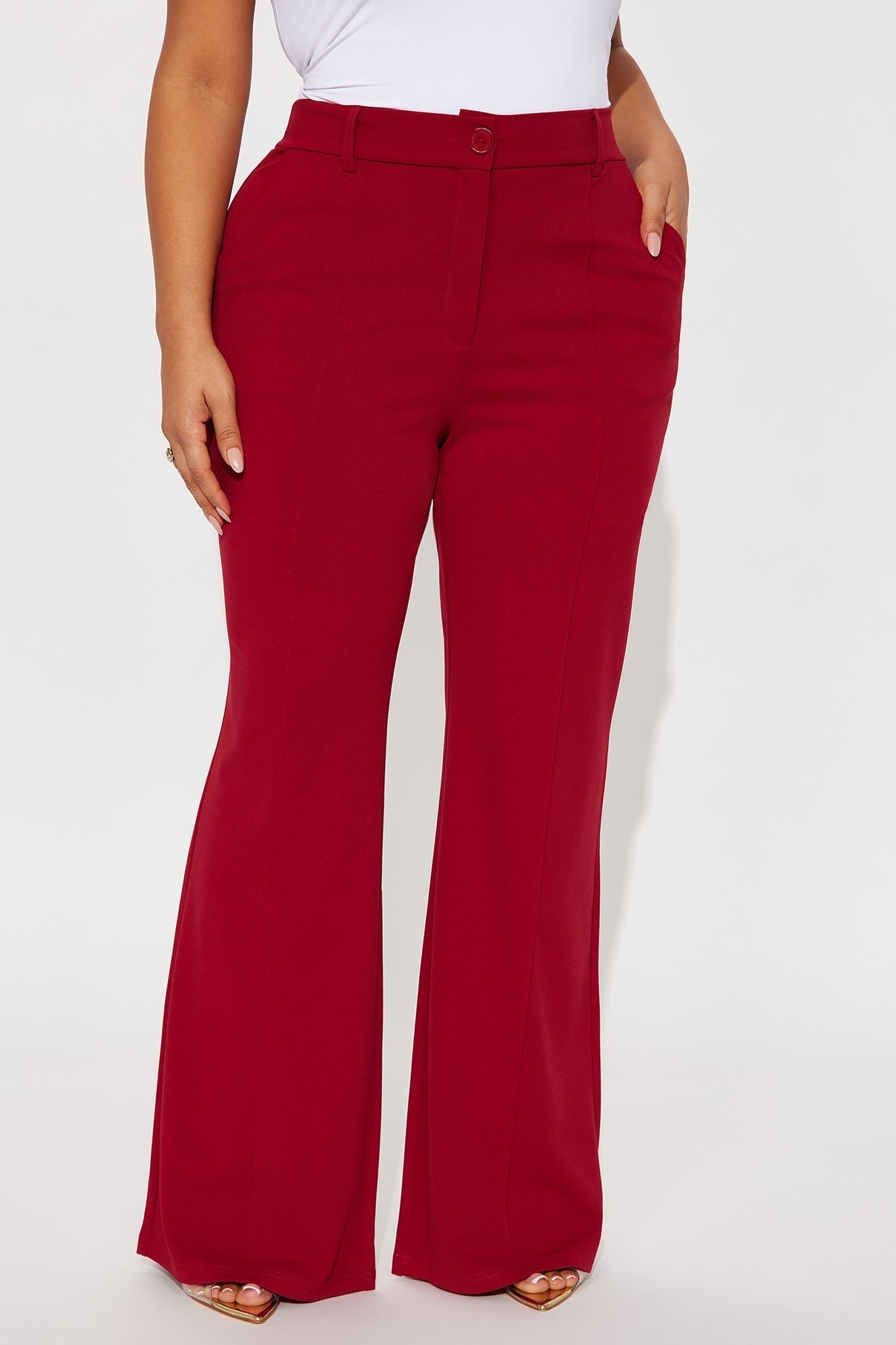 Heidi Wide Leg Trouser Pant - DarkRed