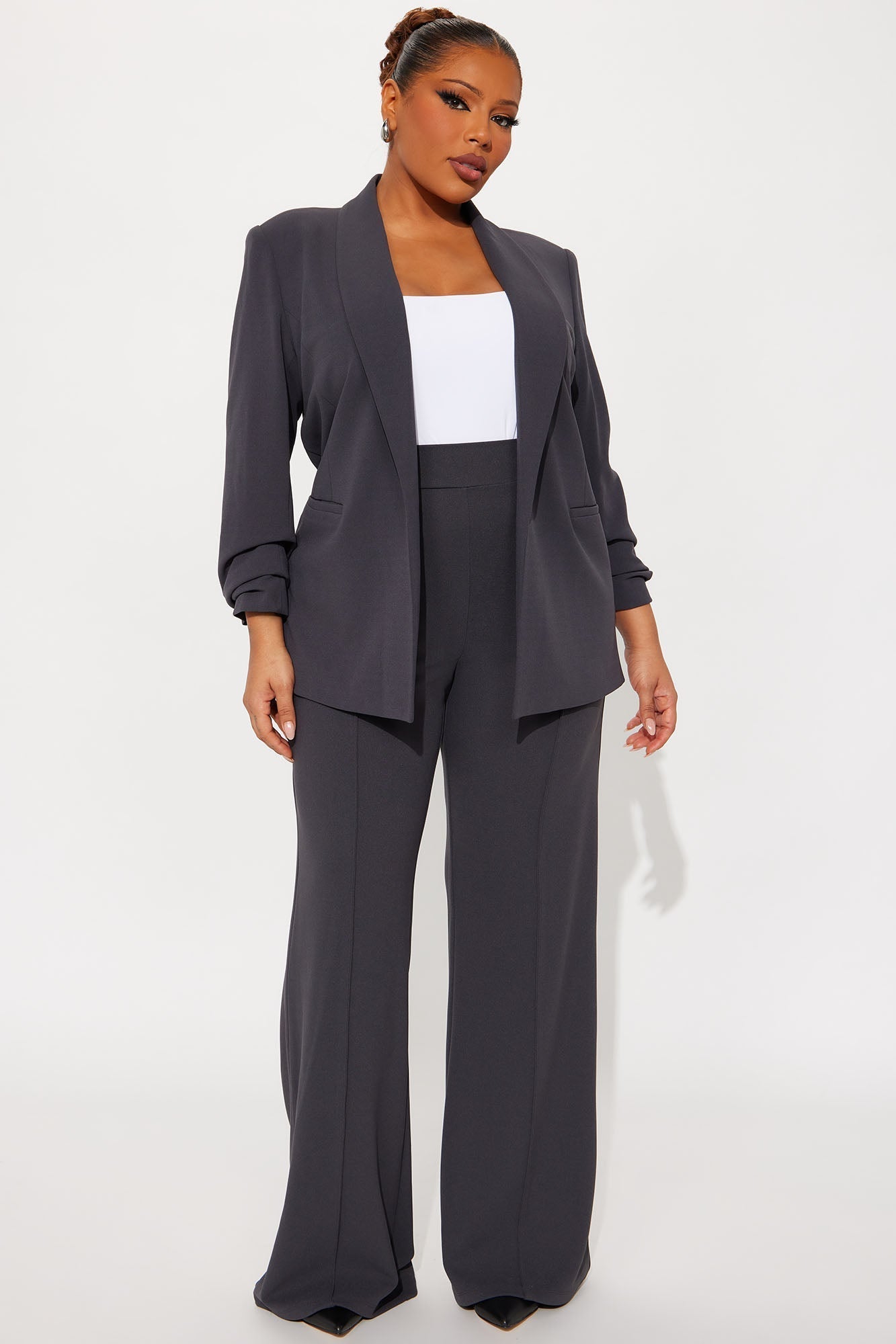 Victoria High Waisted Dress Pants - Charcoal