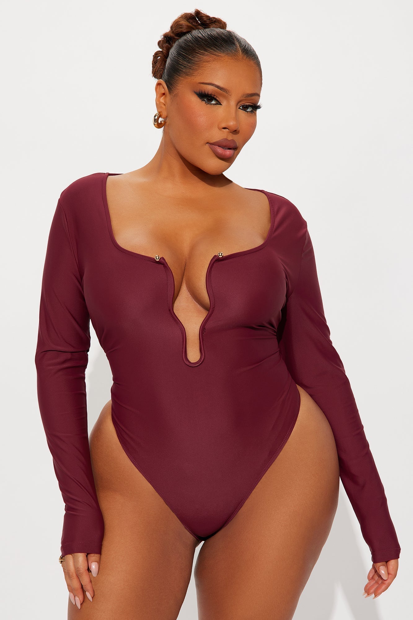 Intermission Long Sleeve Bodysuit - Burgundy