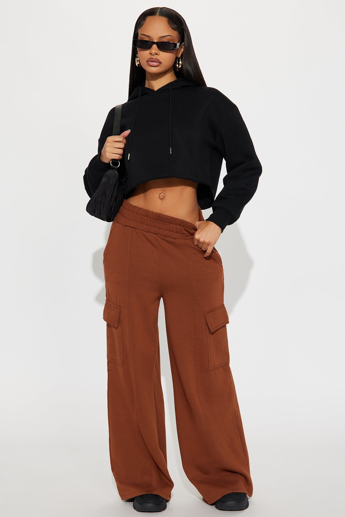 Naomi Cargo Wide Leg Pant - Chocolate