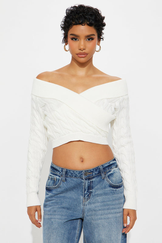 Doing My Best Cropped Sweater - Ivory