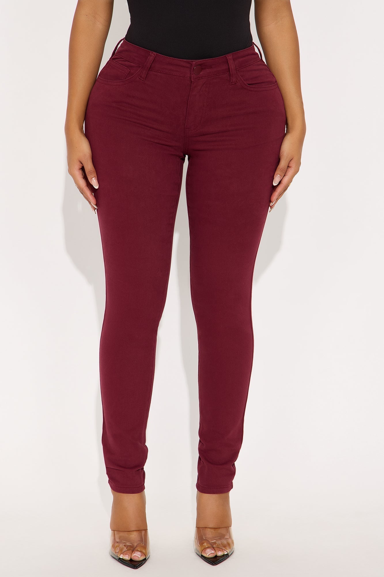 Skinny Uniform Pants - Burgundy