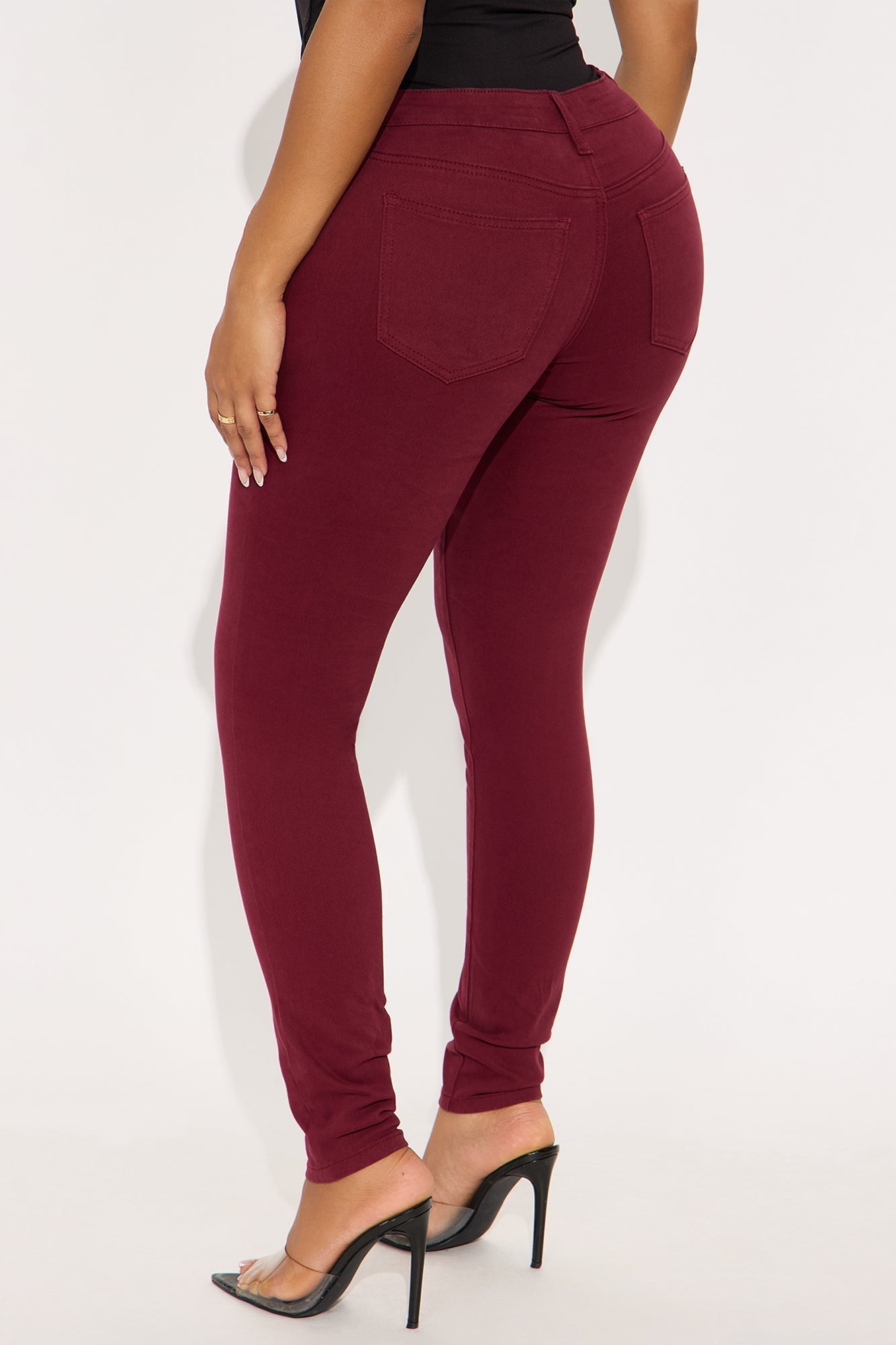 Skinny Uniform Pants - Burgundy