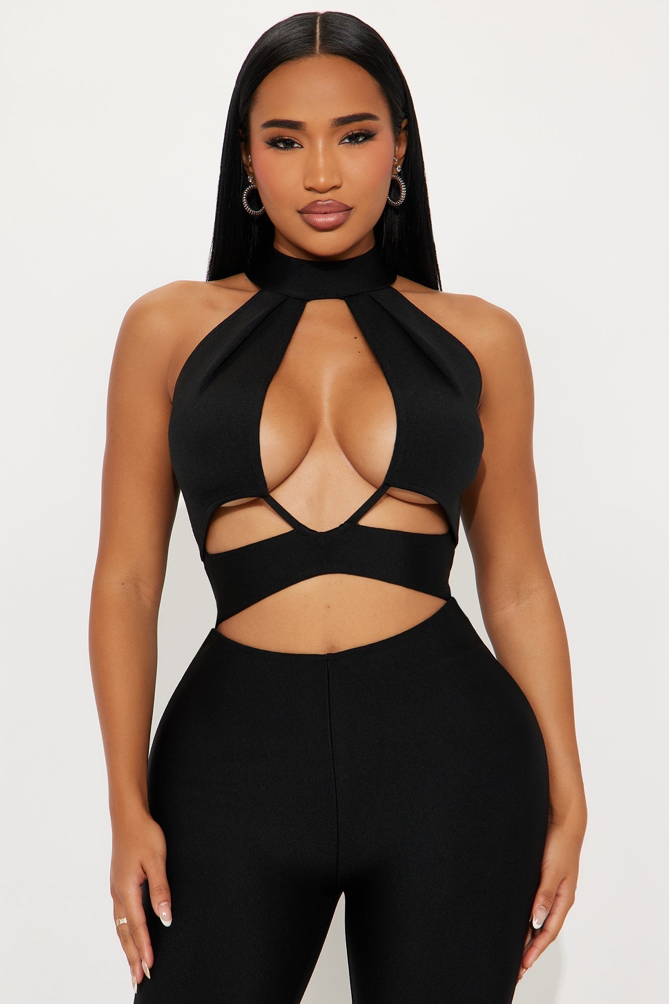 Lily Bandage Flare Leg Jumpsuit - Black