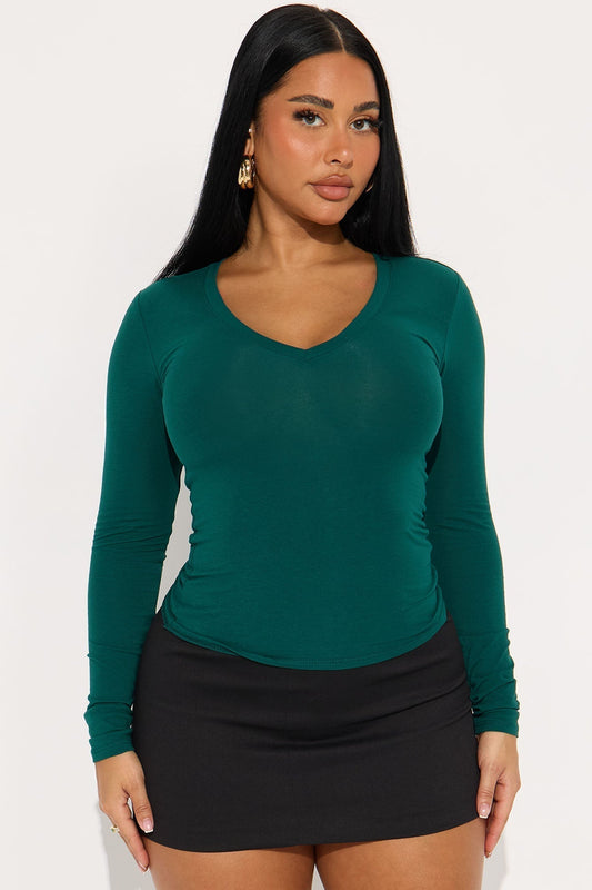 Nara Long Sleeve Top - Hunter Green