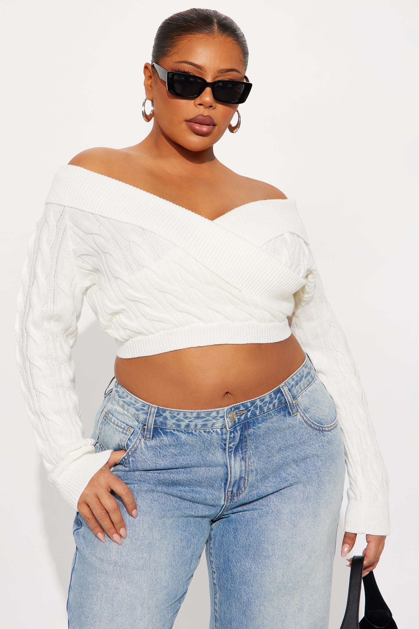 Doing My Best Cropped Sweater - Ivory