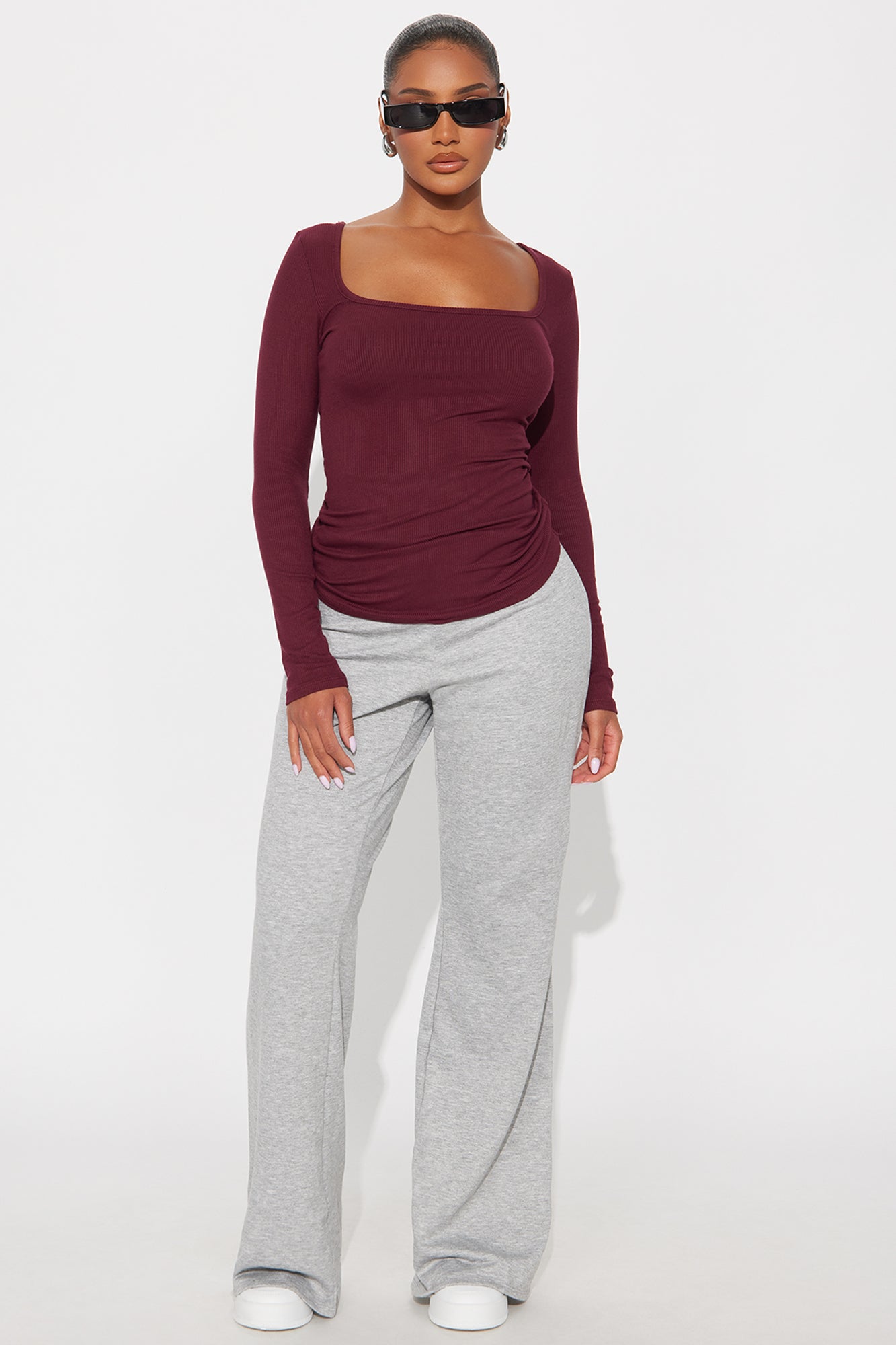 Issa Ribbed Top - Burgundy