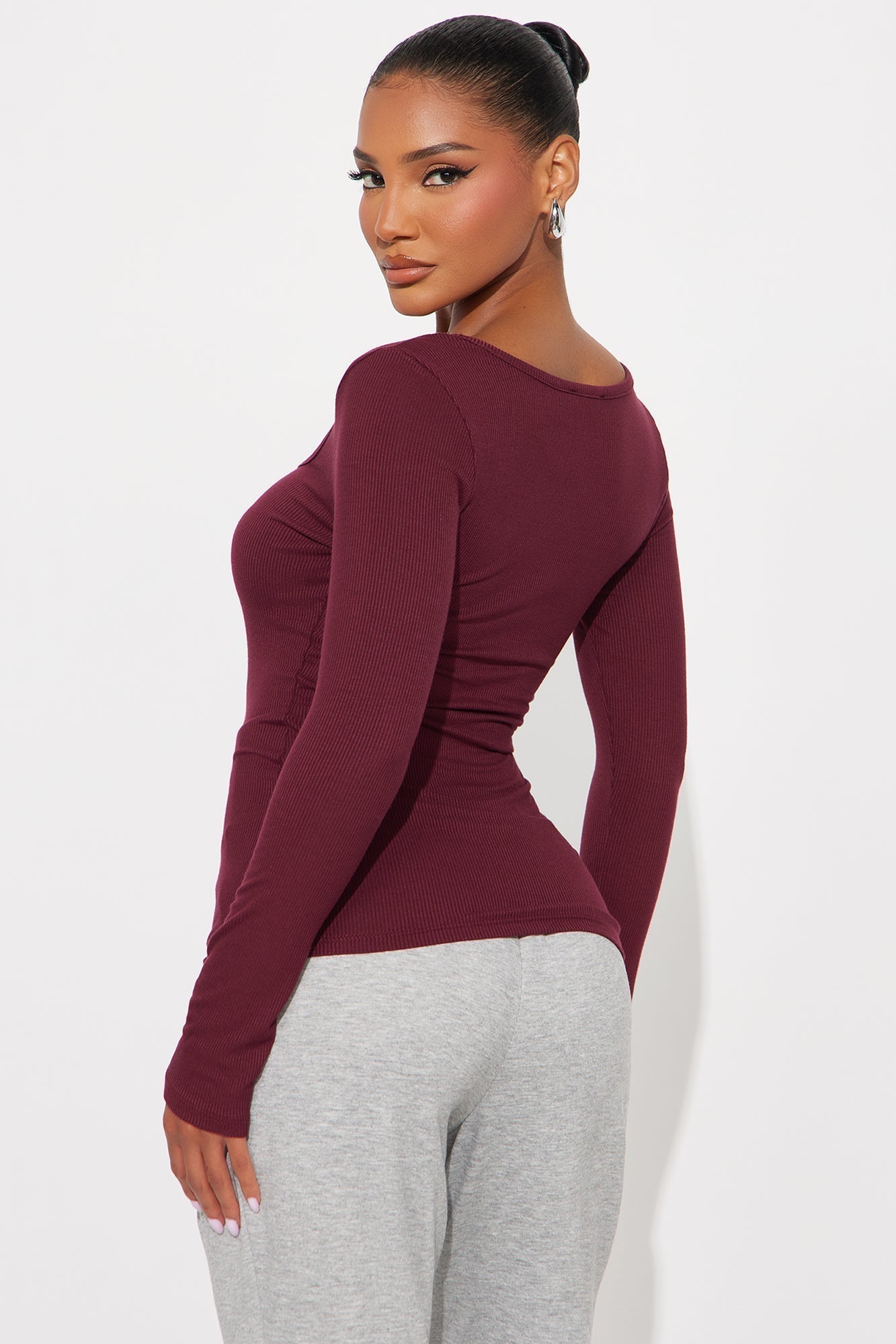Issa Ribbed Top - Burgundy